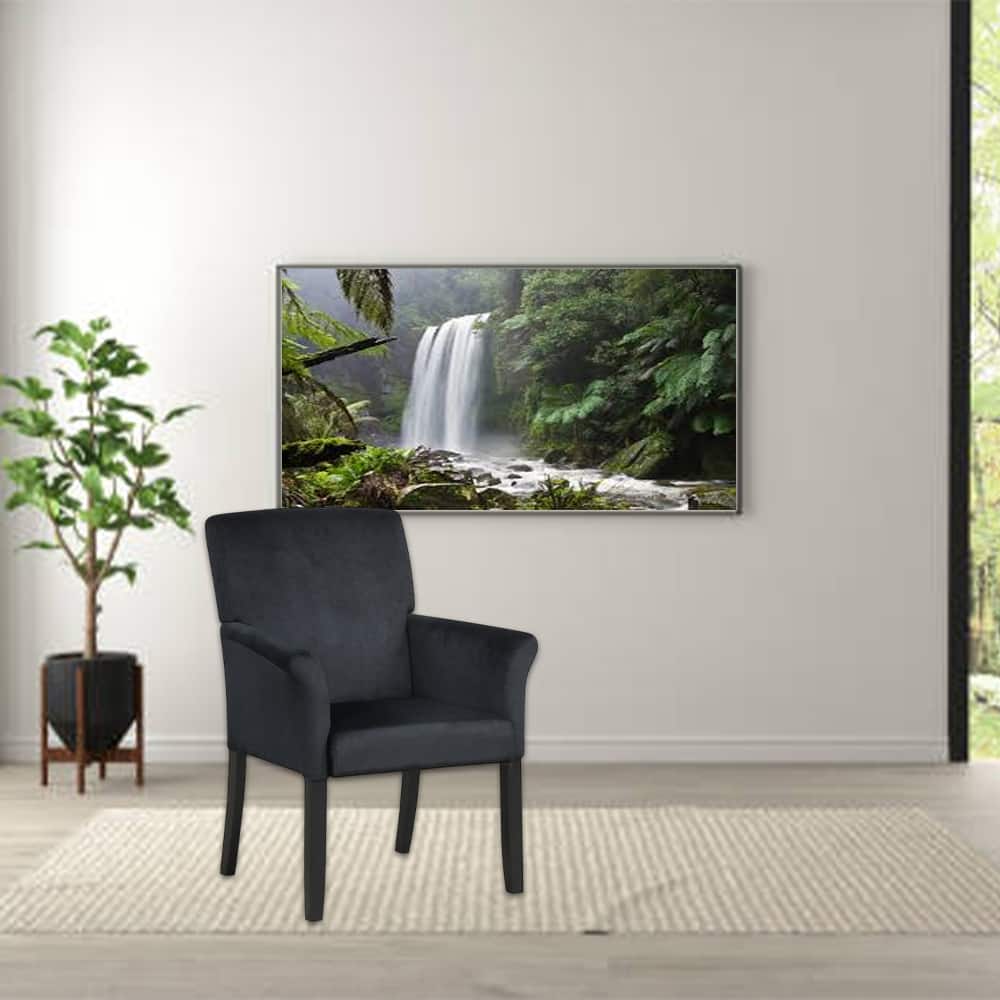 Hivvago - Fabric Executive Armchair with Solid Rubberwood Legs - Black