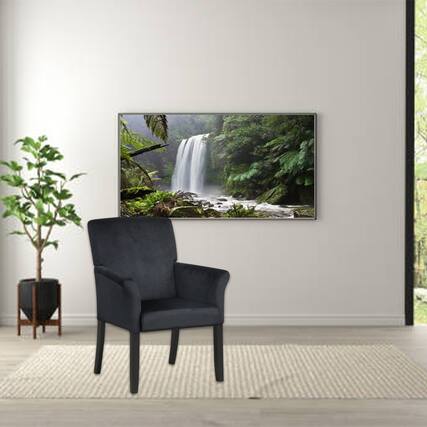 Front. Hivvago - Fabric Executive Armchair with Solid Rubberwood Legs - Black.