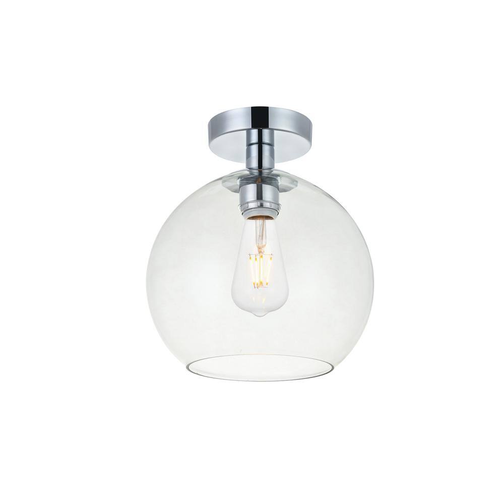 Alt View 2. Living District - Baxter 1 Light Chrome Flush Mount With Clear Glass - Chrome And Clear.