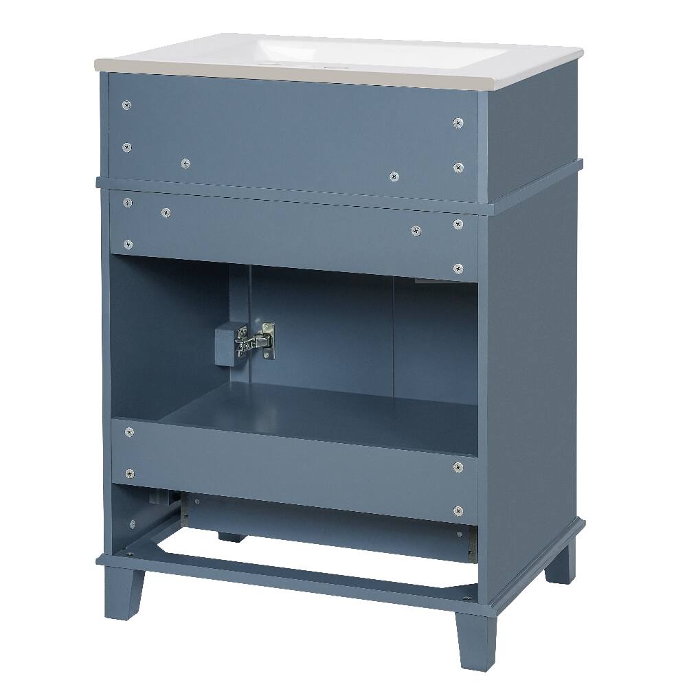 Alt View 10. Loheer - Loheer 24 inch Bathroom Vanity with Sink, Blue Solid Wood Frame Freestanding Cabinet - Blue.