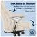 The image features a white office chair with a tagline that reads "Get Back in Motion." The chair is designed to promote strength and flexibility in the core by encouraging better posture. The chair is equipped with active technology seatings, which provide additional support and comfort for the user.