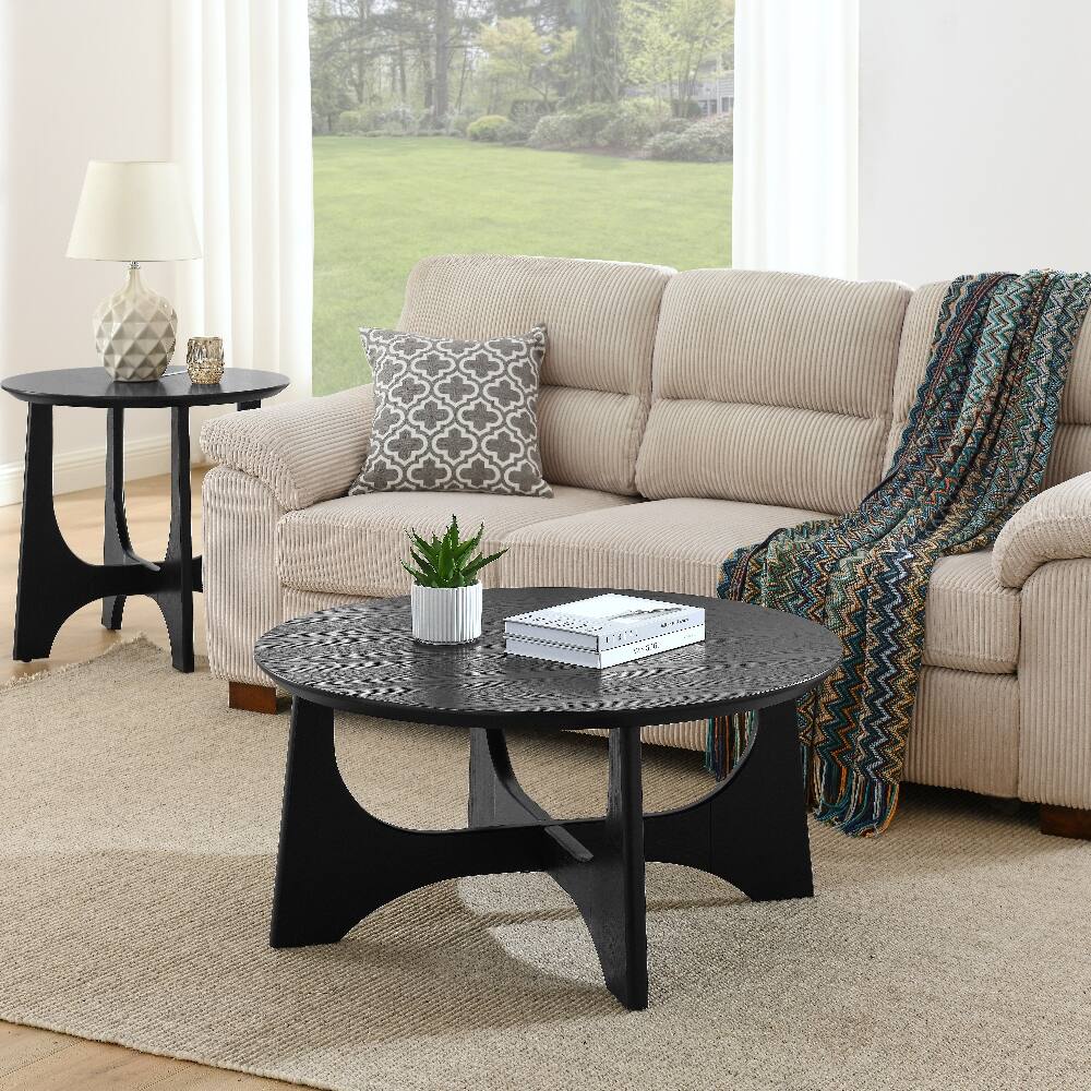Alt View 1. Loheer - Loheer 25 Inch Round End Table Wooden Side Table for Living Room - Brown.
