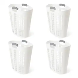 Gracious Living - Easy Carry Flex 87 L Plastic Laundry Hamper, (4 Pack) - White