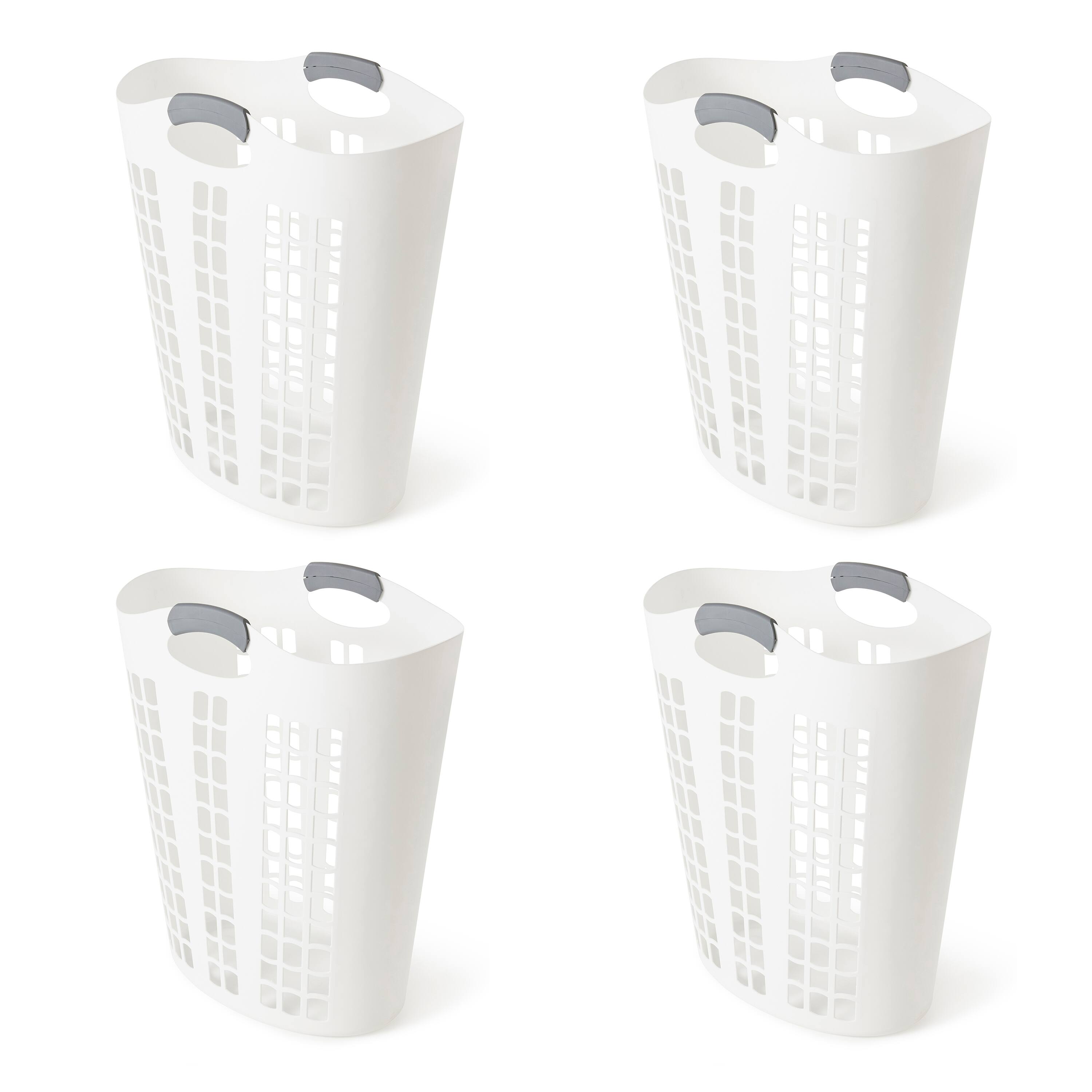 Front. Gracious Living - Gracious Living Easy Carry Flex 87 L Plastic Laundry Hamper, White (4 Pack) - White.
