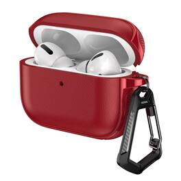 Dteck - Protective Case for AirPods Pro 3rd Gen (2025) with Carabiner,Shockproof Split 360° Full-Body Earphone Case - Red