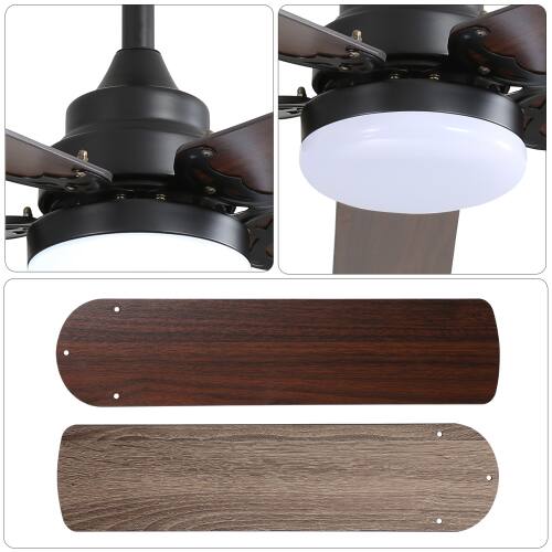 Alt View 1. LUCKY ONE - 42" Ceiling Fan with Light Remote 5 Blades DC Motor 3 Mount Options - Black.