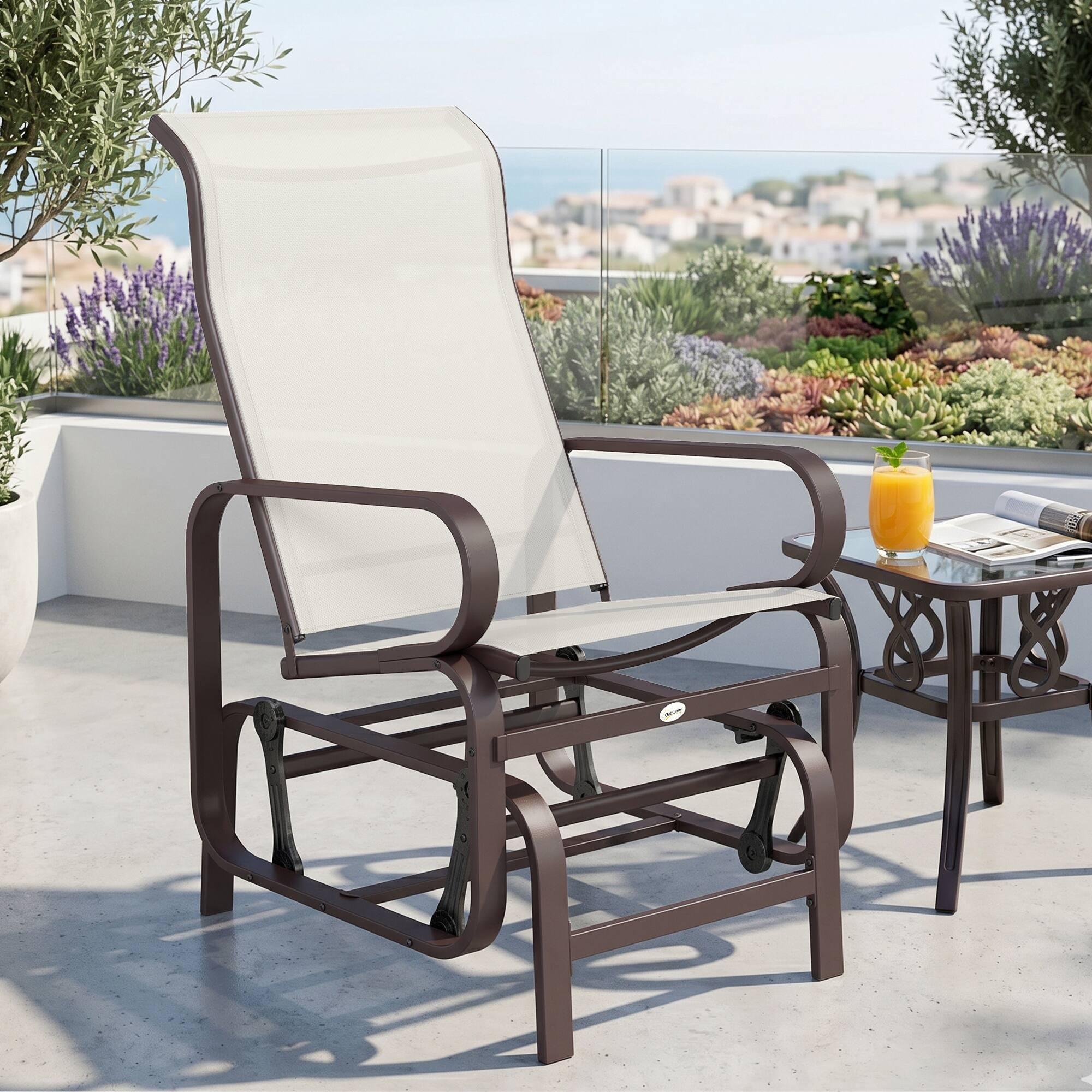 Alt View 1. Outsunny - Gliding Lounger Chair - Beige.