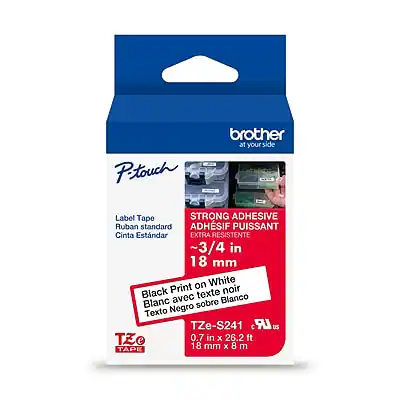 Petouch
Label Tape
Ruban standard
Cinta Estándar
STRONG ADHESIVE
ADHÉSIF PUISSANT
EXTRA RESISTENTE
~3/4 in
18 mm
Black Print on White
Texte Noir sur Blanc
Texto Negro sobre Blanco
TZe-S241
0.7 in x 26.2 ft
18 mm x 8 m
TZe
TAPE