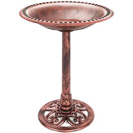 Best Choice Products - Outdoor Rustic Pedestal Bird Bath Accent for Garden, Yard w/ Fleur-de-Lis Accents - Apricot