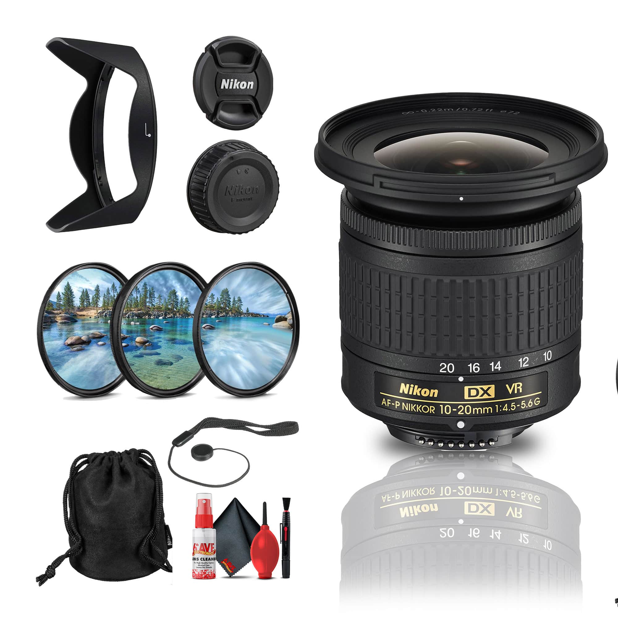 Nikon - AF-P DX NIKKOR 10-20mm f/4.5-5.6G VR Wide-Angle Zoom Lens - Bundle - Black