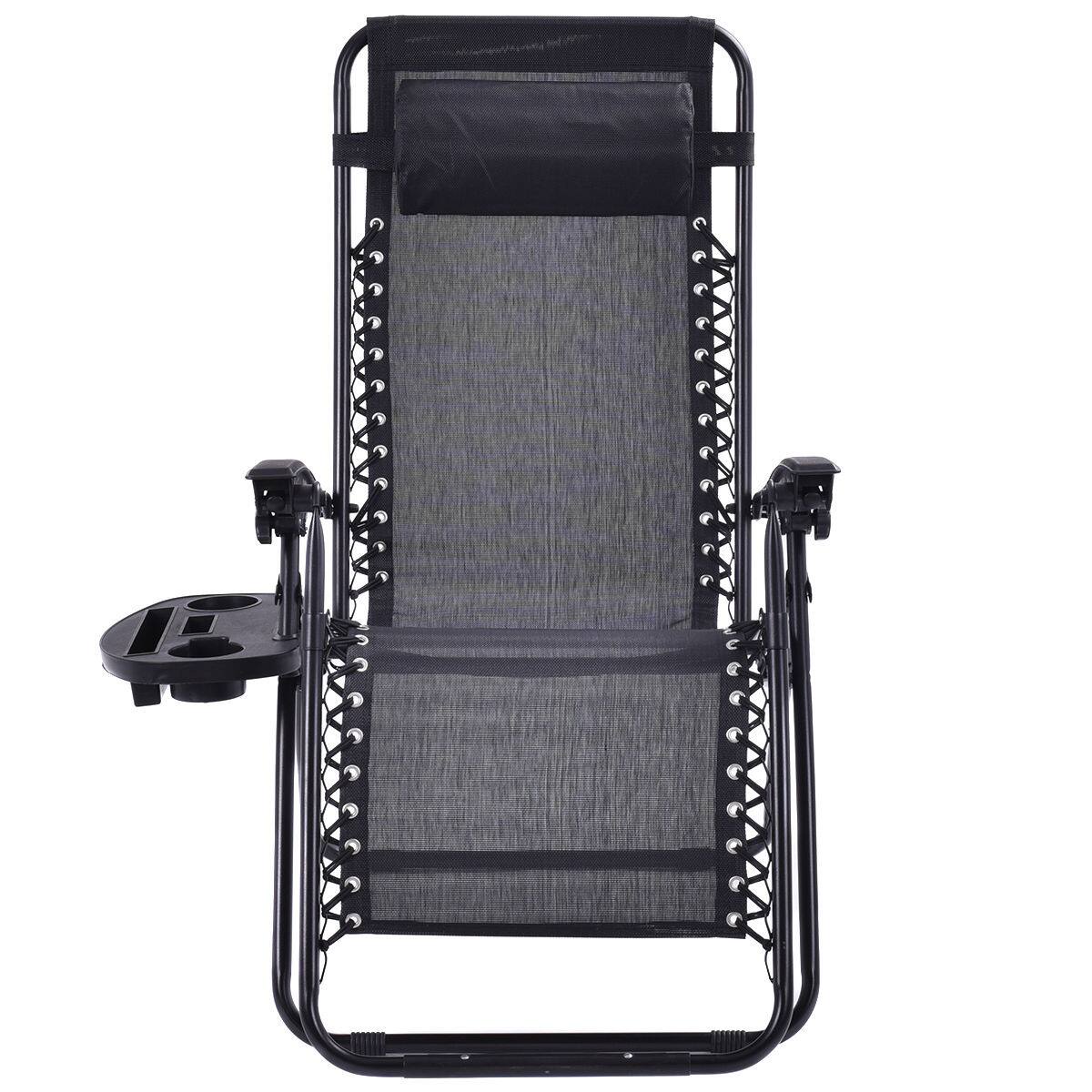 Alt View 2. Costway - Costway 2 PCS Zero Gravity Chairs Lounge Patio Folding Recliner Outdoor with Cup Holder - Black.