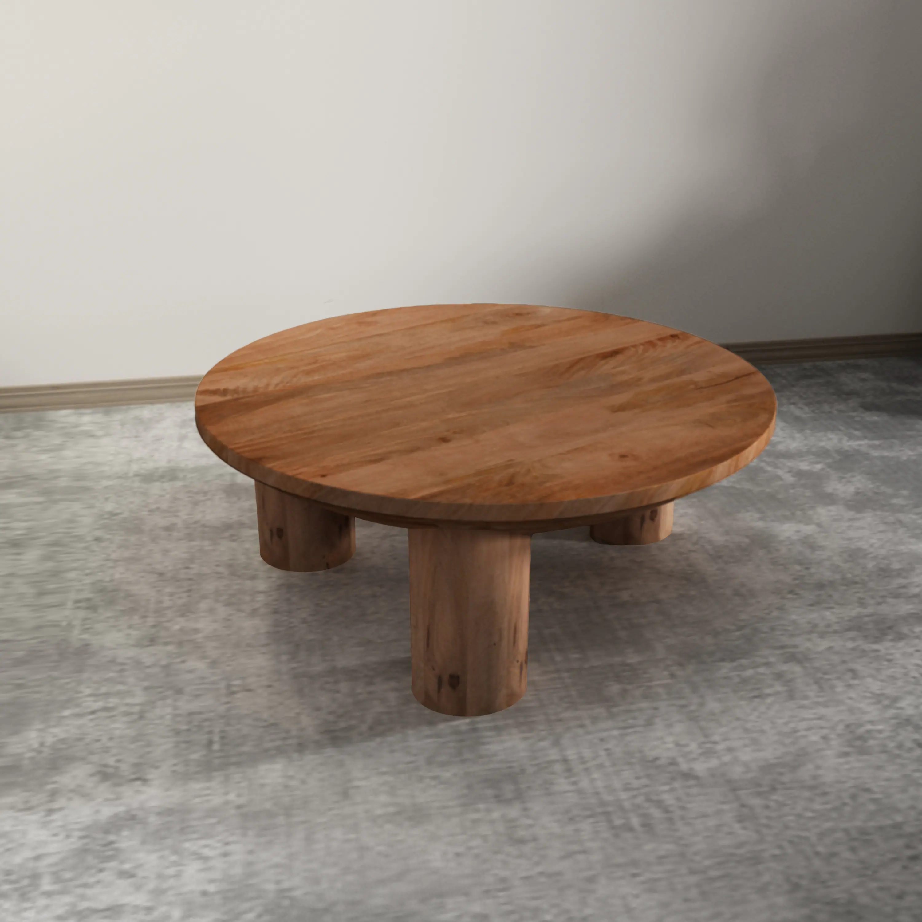Alt View 8. Manhattan Lane - Meridian Coffee Table, 38 Inch Round Top, 3 Column Pillar Legs, Natural Brown Mango Wood - Natural Brown.