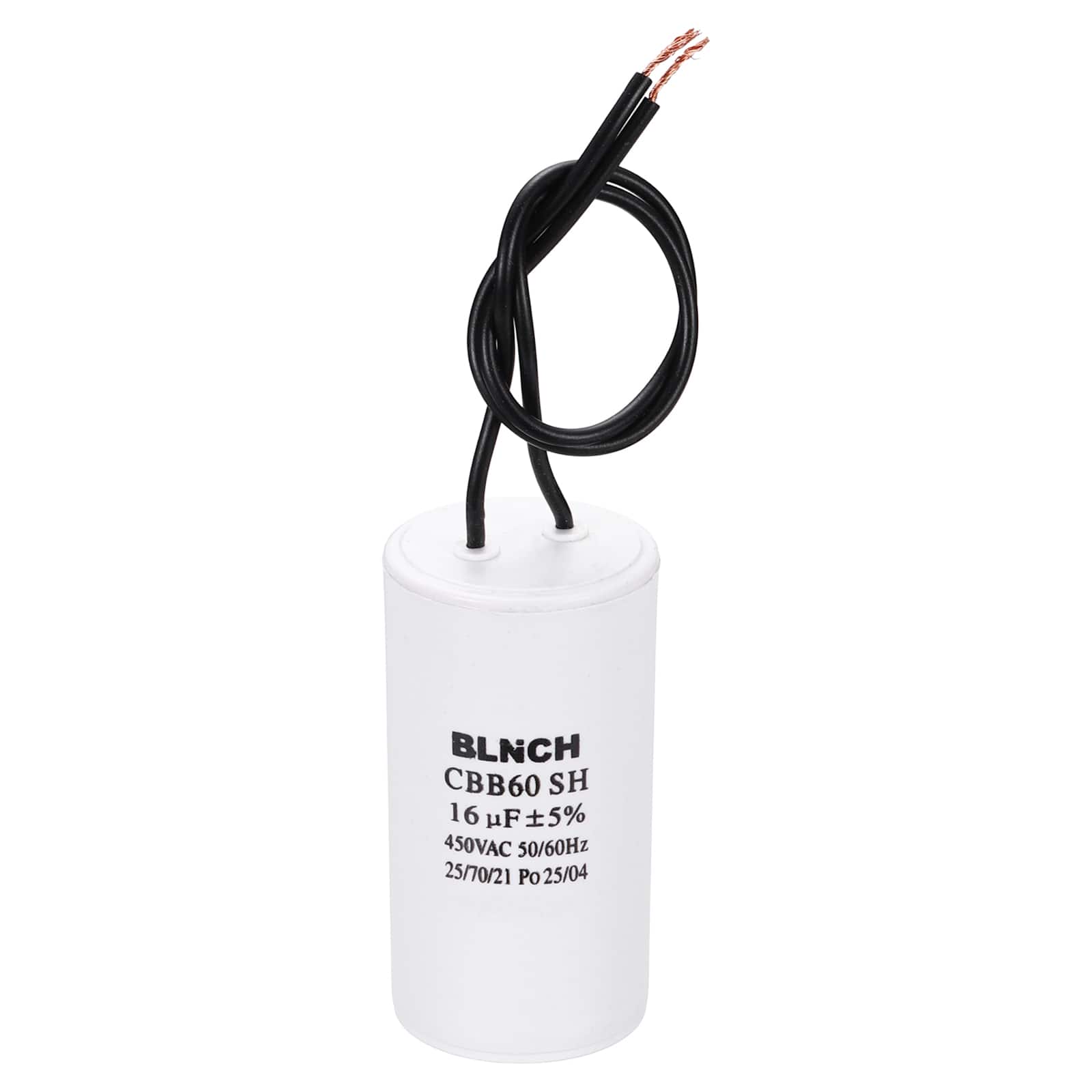 Unique Bargains - 16uF CBB60 Running Capacitor, AC 450V 2 Wire for Air Compressor, Washing Machine, Refrigerator, Air Conditioner - White