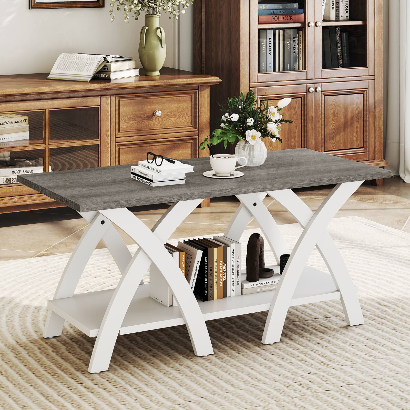 Certainly! Here is the corrected and grouped text from the image:

**Top Shelf:**
- Marcel Breuer
- Marcel Breuer
- Pollock

**Middle Shelf:**
- The Art of the Modern Age
- The Art of the Modern Age
- The Art of the Modern Age

**Bottom Shelf:**
- The Mountain is High
- The Mountain is High
- The Mountain is High
- The Art of the Modern Age
- The Art of the Modern Age

**Books on the Table:**
- The Art of the Modern Age
- The Art of the Modern Age

**Books on the Floor:**
- The Art of the Modern Age
- The Art of the Modern Age
- The Art of the Modern Age

**Other Text:**
- Nothing
- Extension
- Ames
- Ice
- Wiven
- And
- Edgertons
- Trs International
- Moustain
- Cosalu
- Gae

This text appears to be a mix of book titles and possibly other words or phrases, some of which may be part of a larger context or sentence.