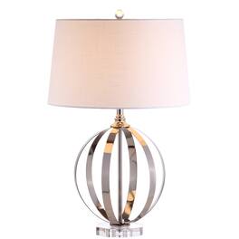 Jonathan Y - Logan 26" Metal Orb LED Table Lamp, Polished Nickel - Silver