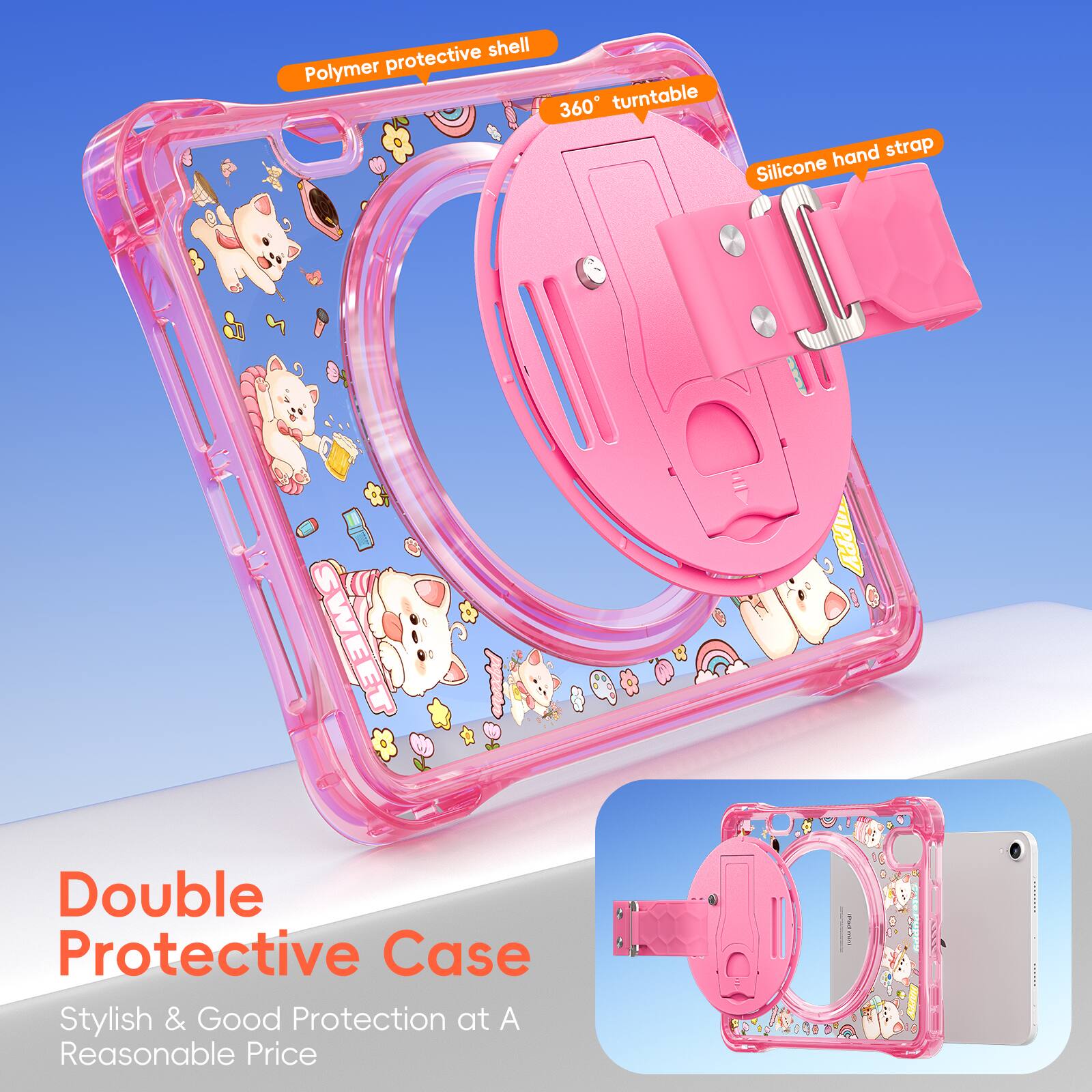 Polymer protective shell

360° turntable

Silicone hand strap

Double Protective Case

Stylish & Good Protection at A Reasonable Price