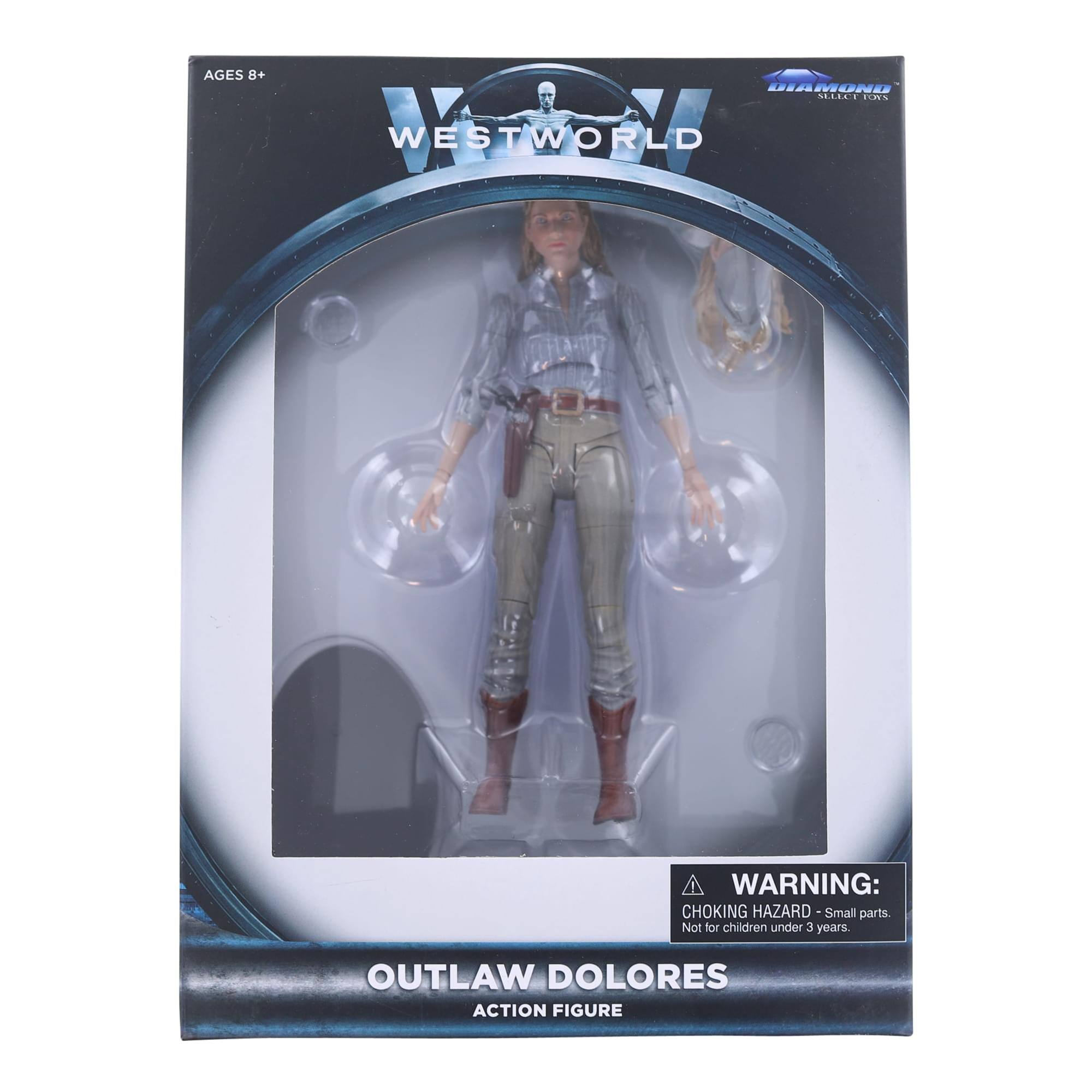 AGES 8+  
WESTWORLD  
OUTLAW DOLORES ACTION FIGURE  

WARNING: CHOKING HAZARD - Small parts. Not for children under 3 years.