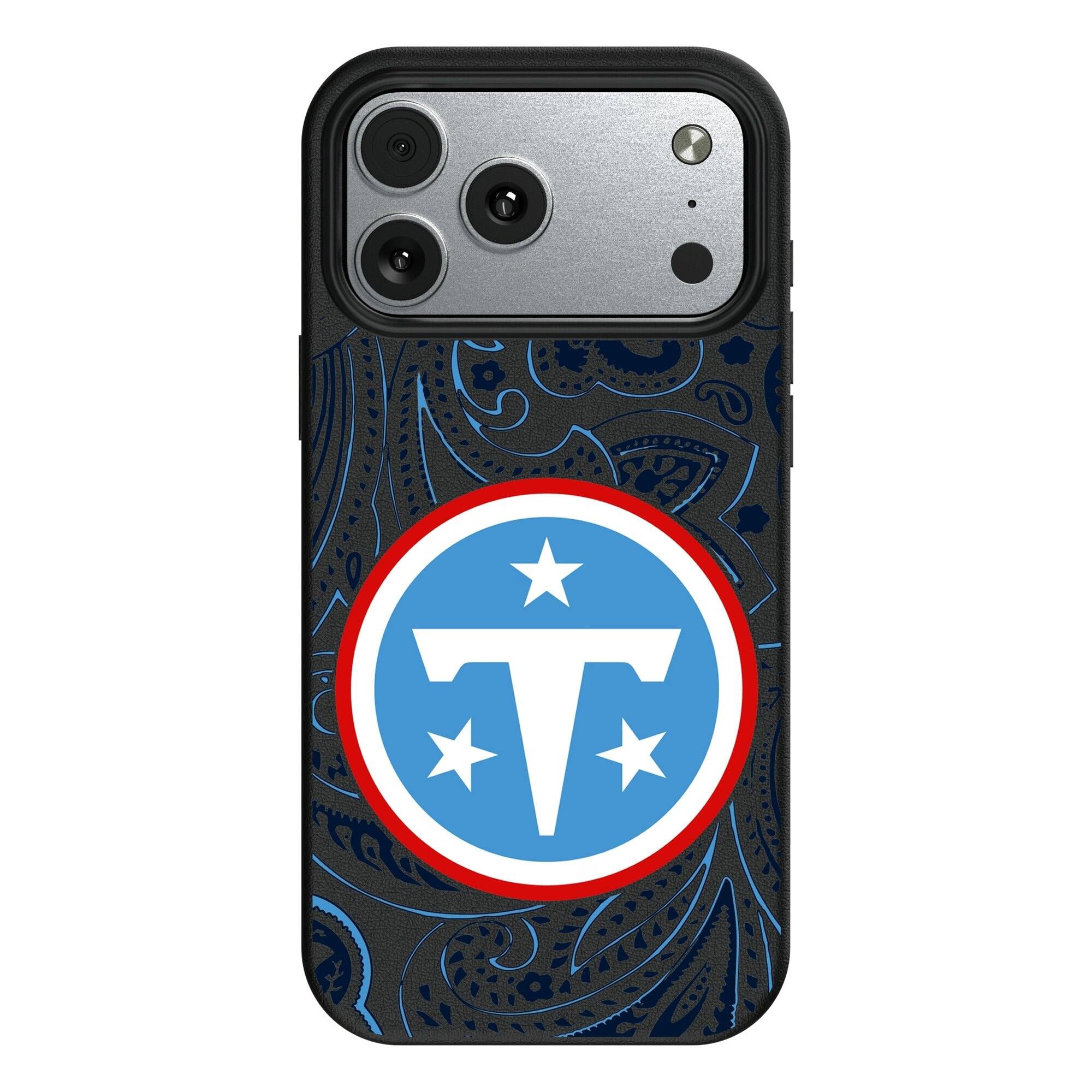 Front. Keyscaper - Tennessee Titans Paisley iPhone Magnetic Bump Case - 16 Pro Max - Black.