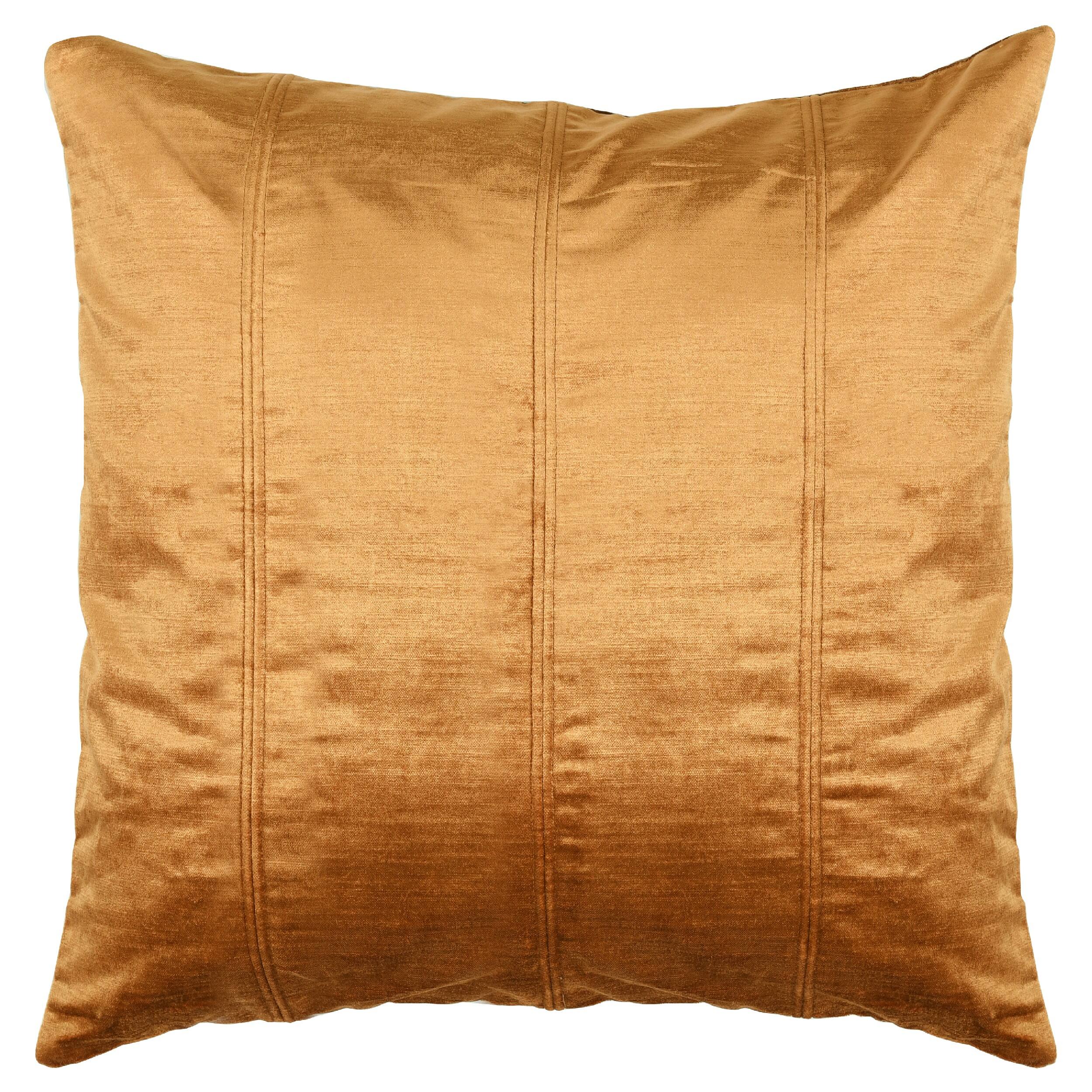 Front. Manhattan Lane - Chad 20 Inch Square Velvet Decorative Throw Pillow, Plush, Copper - Copper.