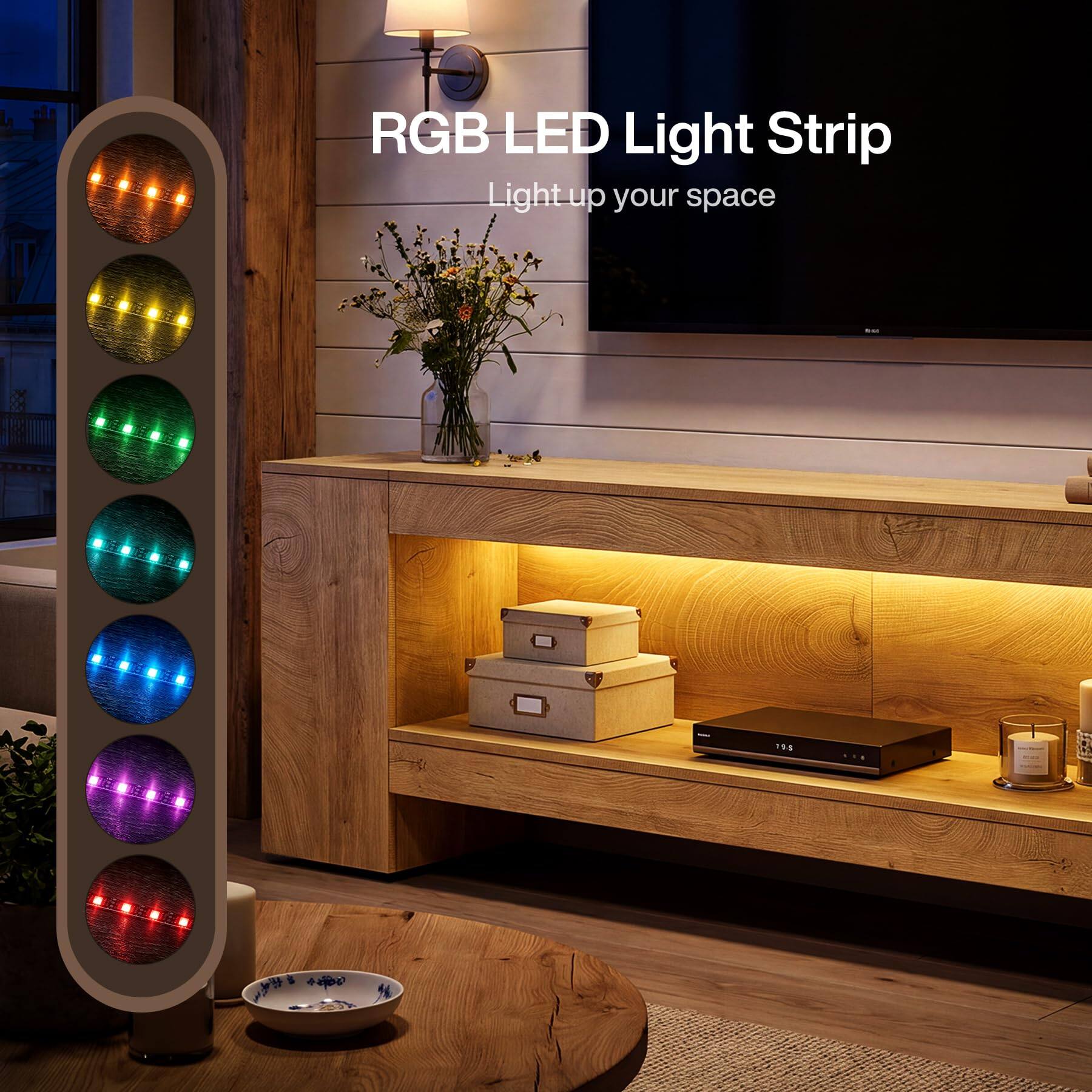 RGB LED Light Strip  
Light up your space  
19$