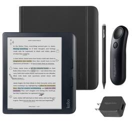 Kobo - Libra Colour (Black) eReader with Black Remote, Black Stylus 2Gen & AC Bundle - 2024 - Black Notebook SleepCover