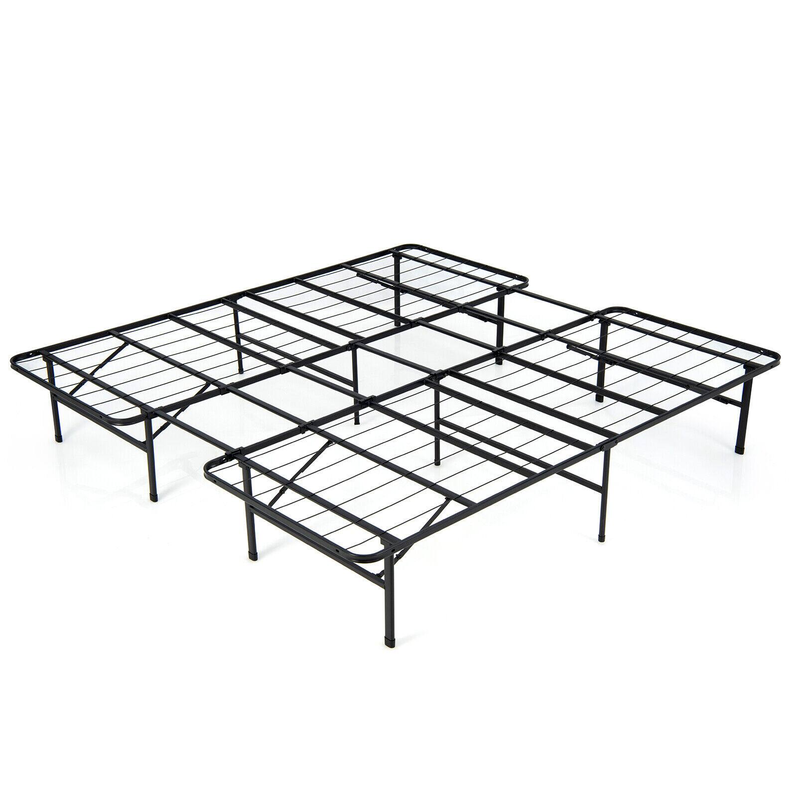 Front. Sugift - King Size Folding Steel Platform Bed Frame for Kids and Adults-King Size - Black.