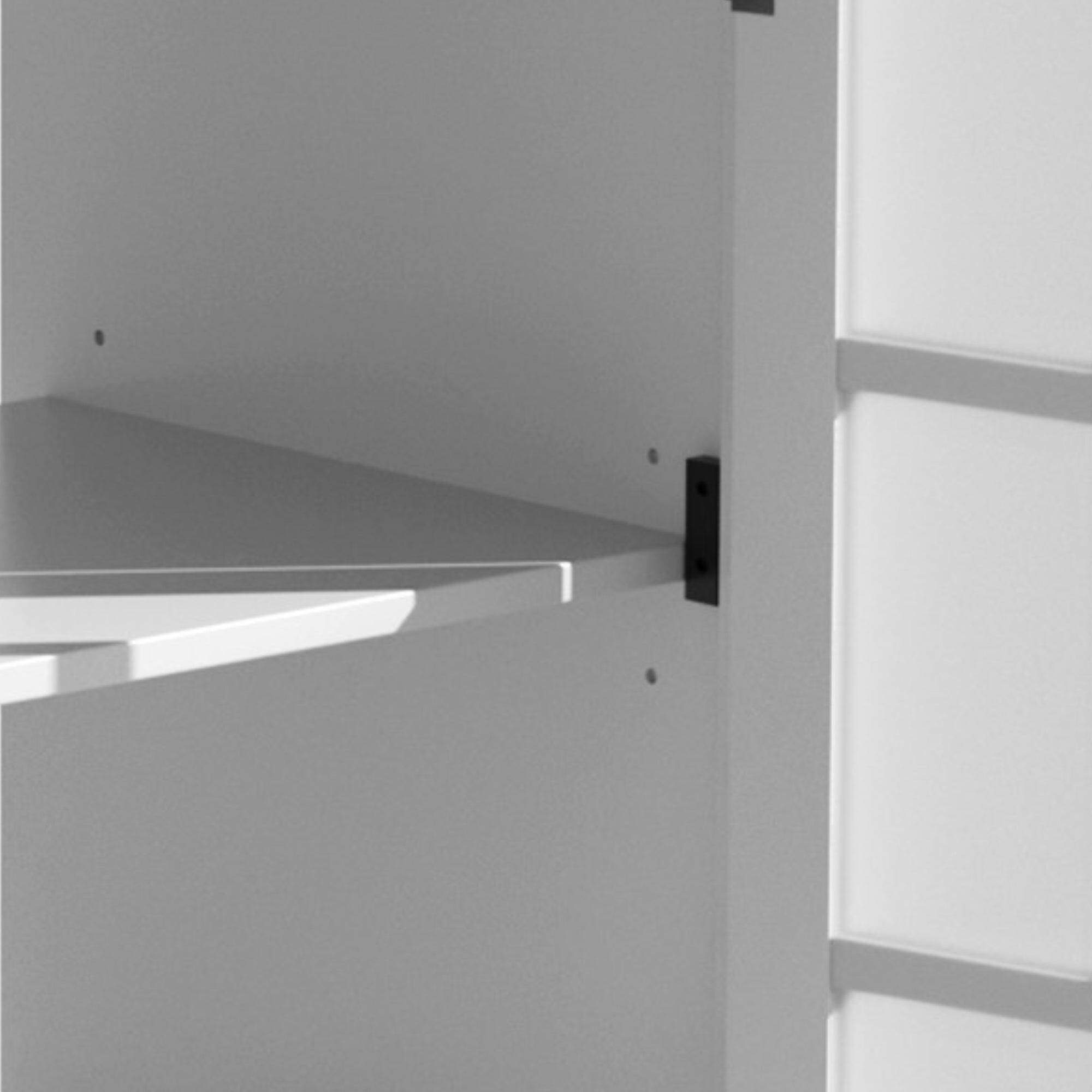 Alt View 8. Boyel Living - 30 Inch Modern Bathroom Vanity with Ceramic Sink Tempered Glass and Black Handles Rubber Wood Frame White - White.