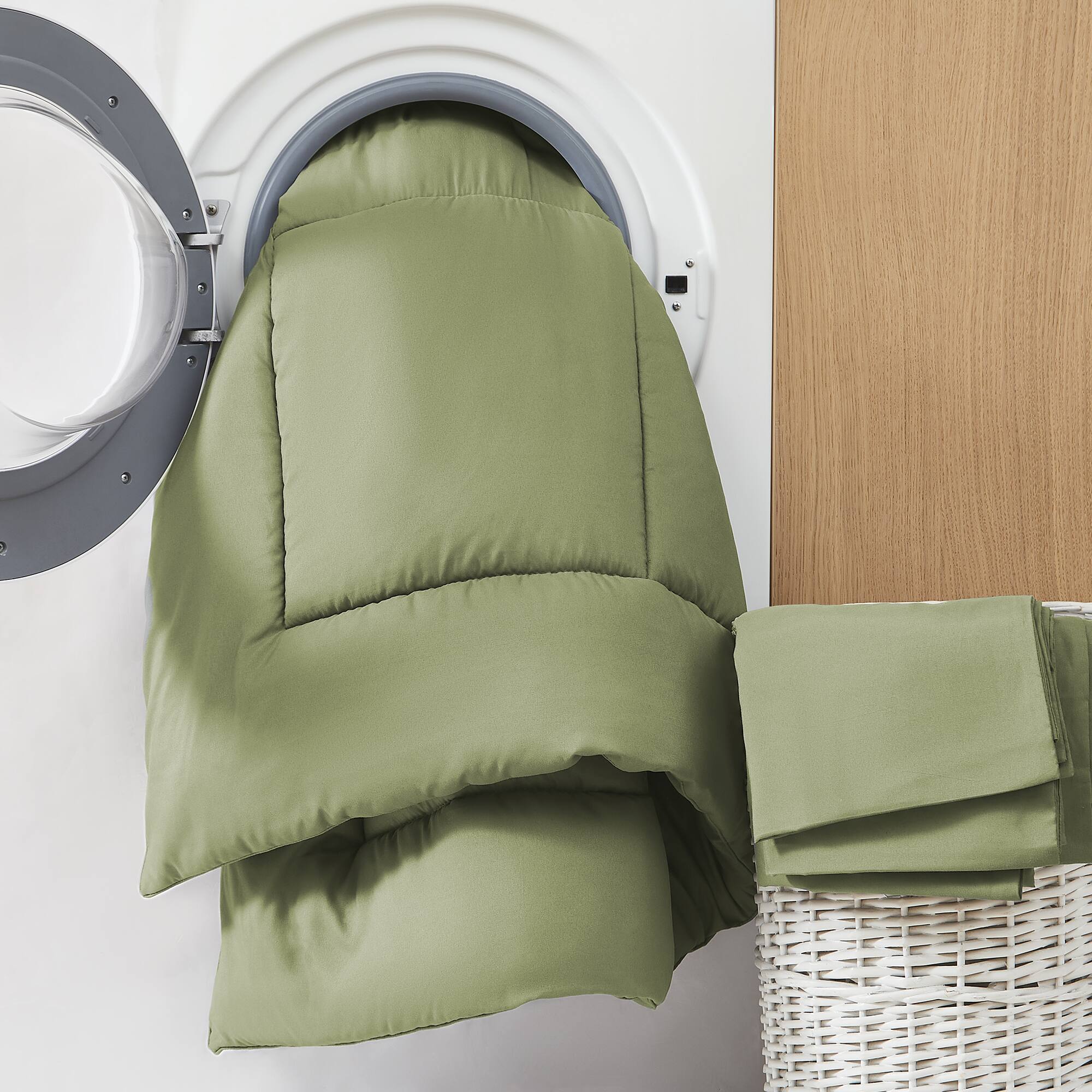 Alt View 1. Sweet Home Collection - All Season Reversible Bed-in-A-Bag Solid Color Comforter & Sheet Set, Full - Sage.