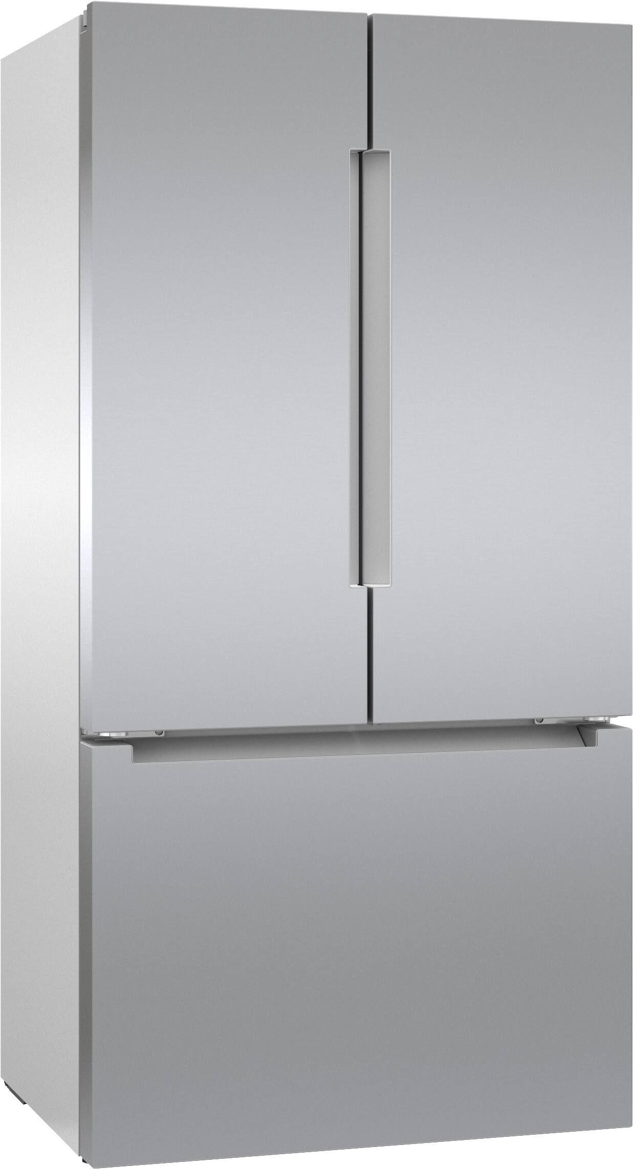 Front. Bosch - 800 Series 36 in. Wide 21 Cu. Ft. French Door Bottom Freezer Counter-Depth Smart Refrigerator with FarmFresh System - Stainless Steel.