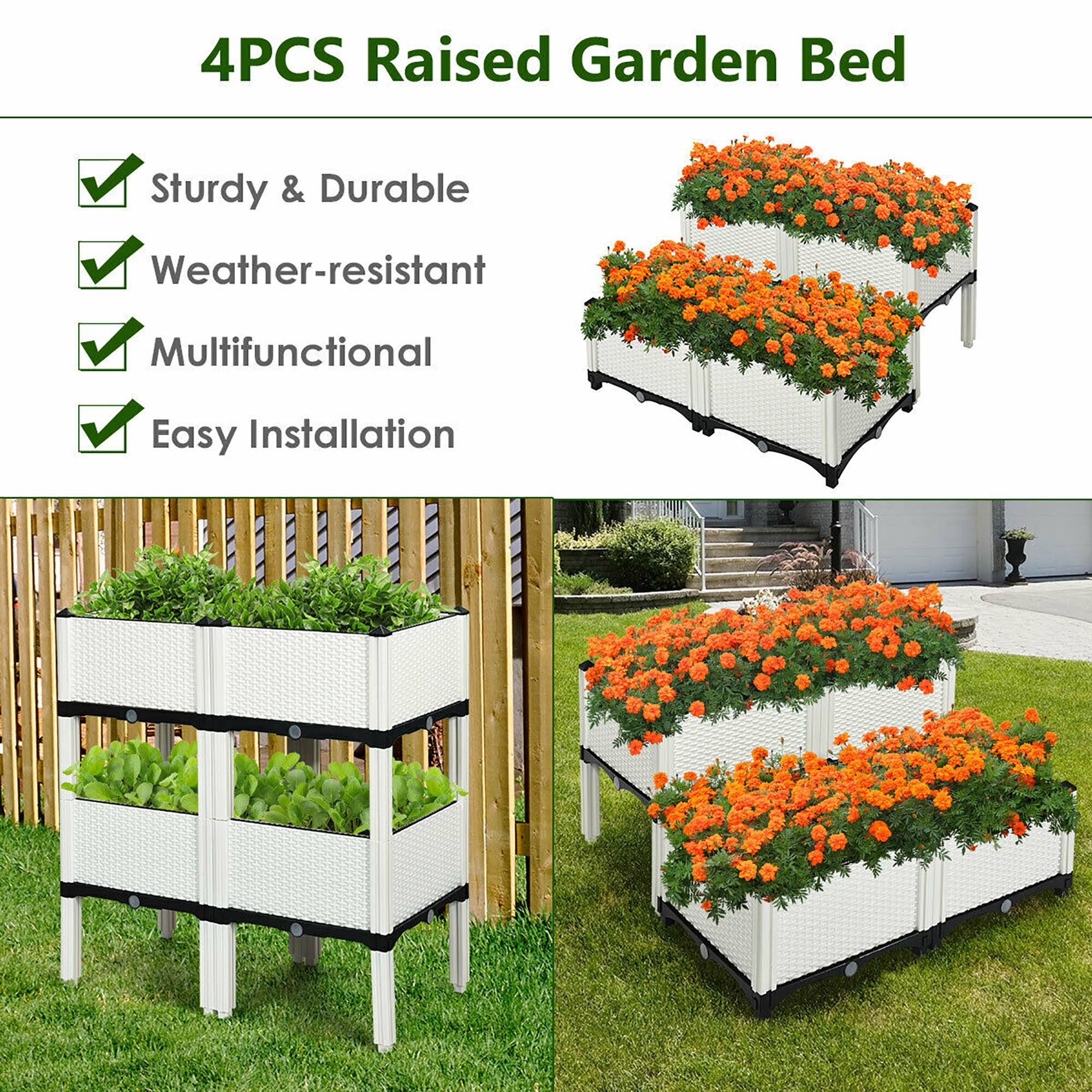 4PCS Raised Garden Bed - Sturdy & Durable, Weather-resistant, Multifunctional, Easy Installation