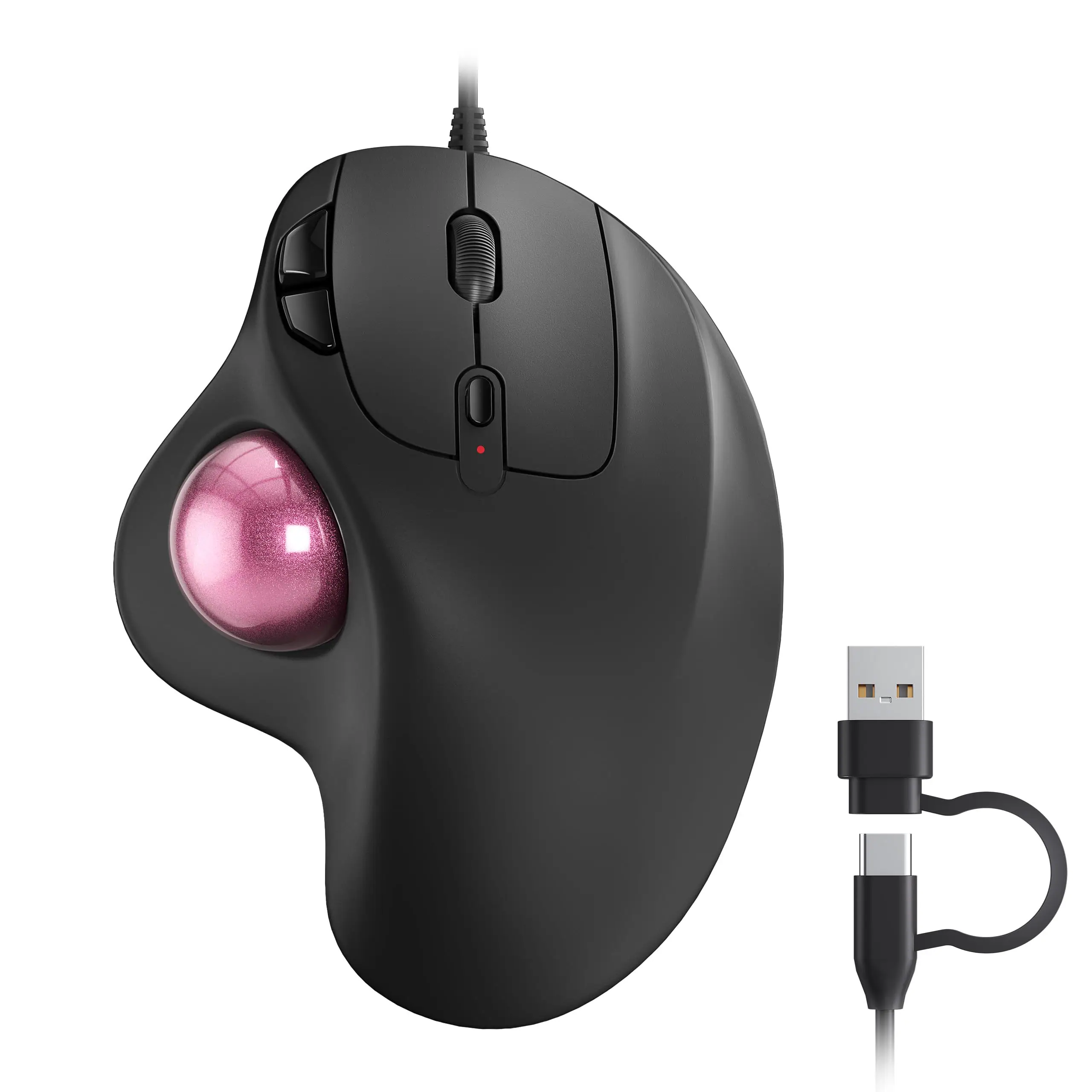 Front. PO3TICJUNKI3 - M509 Trackball Mouse Design Easy Thumb Control Precise & Smooth Tracking -in-Interface Compatible Laptop Wi - C-Pink.