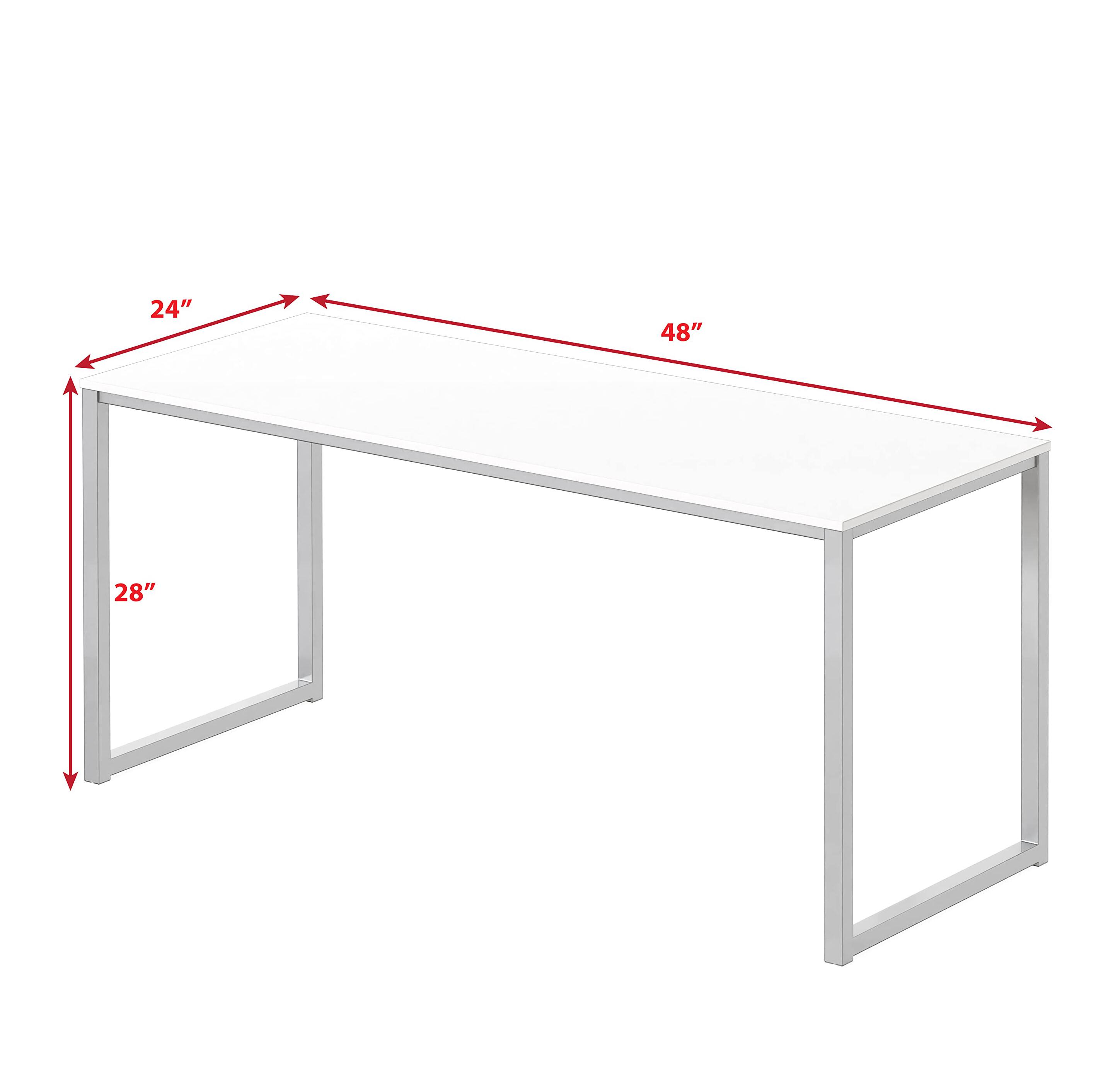 The dimensions of the table are:

- Length: 48 inches
- Width: 24 inches
- Height: 28 inches