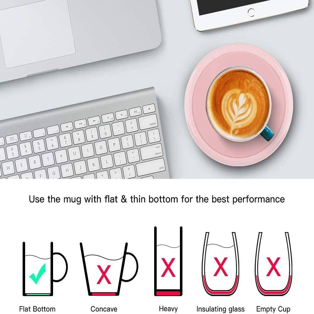 Use the mug with flat & thin bottom for the best performance

- Flat Bottom ✔️
- Concave ❌
- Heavy ❌
- Insulating glass ❌
- Empty Cup ❌
