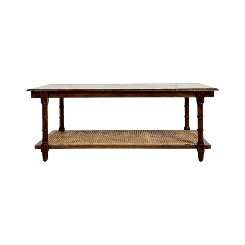 Alt View 2. Carolina Chair & Table - Chesterfield Wood & Cane Coffee Table - Natural - Red.