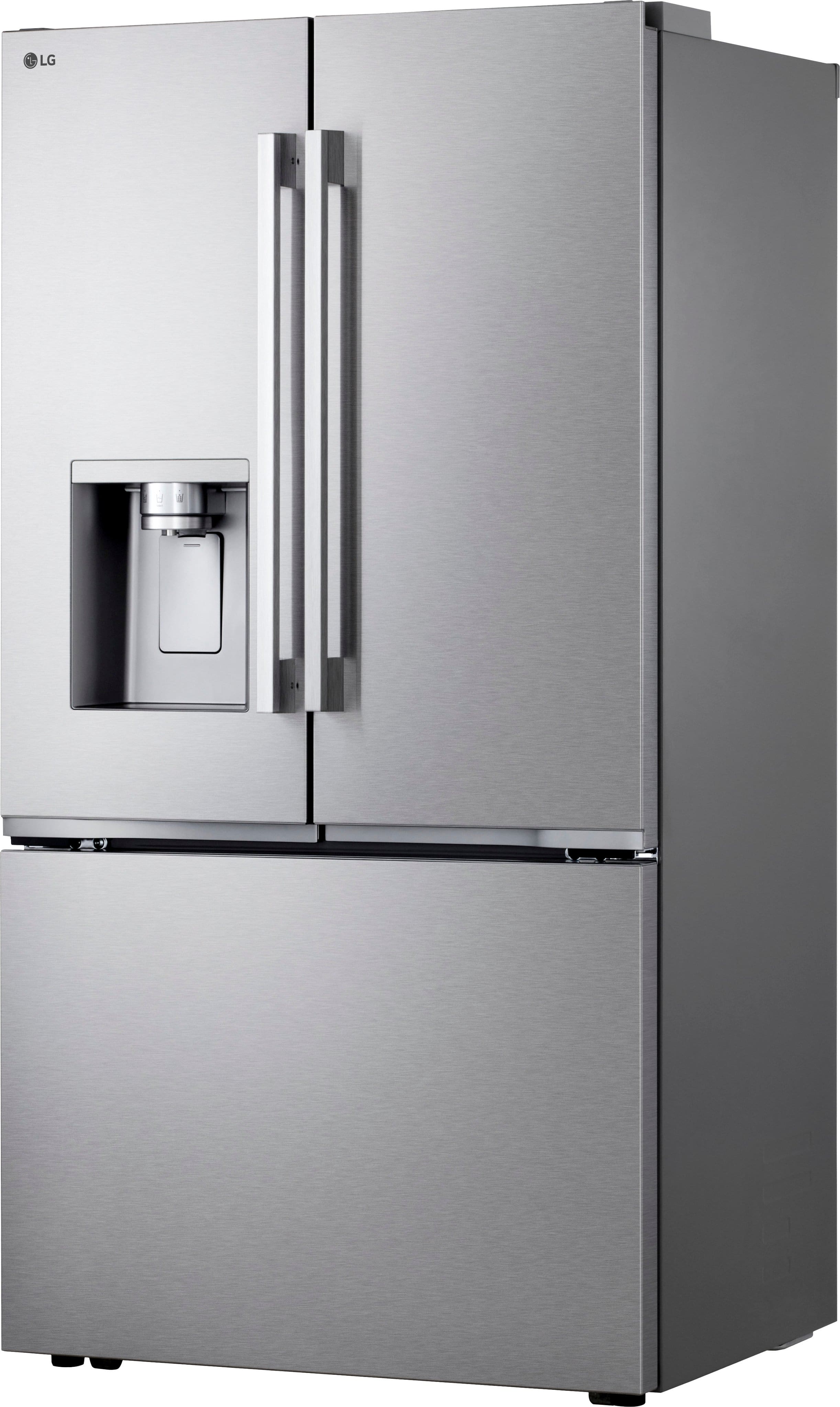Angle. LG - Counter-Depth MAX 23.7 Cu. Ft. French Door Smart Refrigerator with Zero Clearance - PrintProof Stainless Steel.