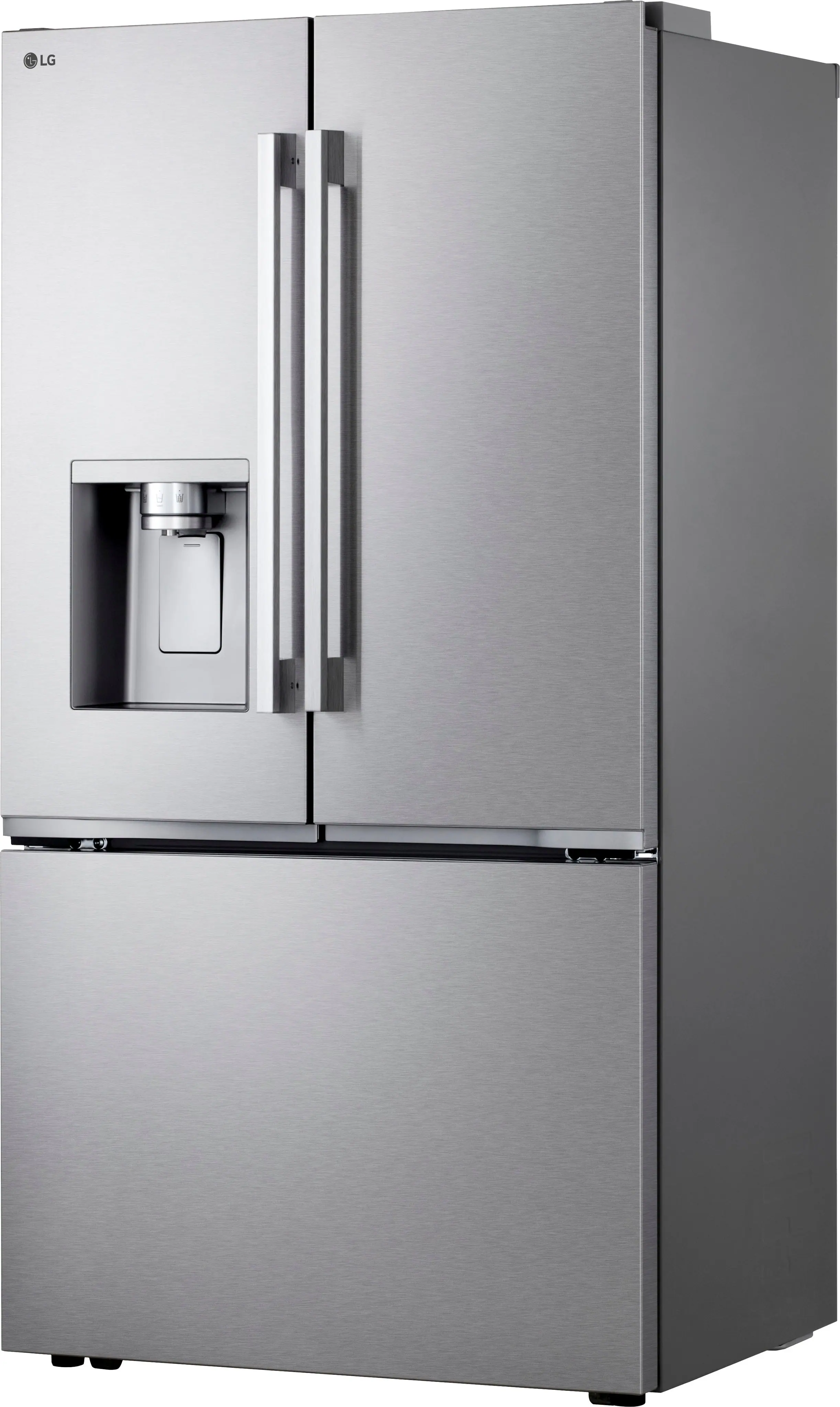 Angle. LG - Counter-Depth MAX 23.7 Cu. Ft. French Door Smart Refrigerator with Zero Clearance - PrintProof Stainless Steel.