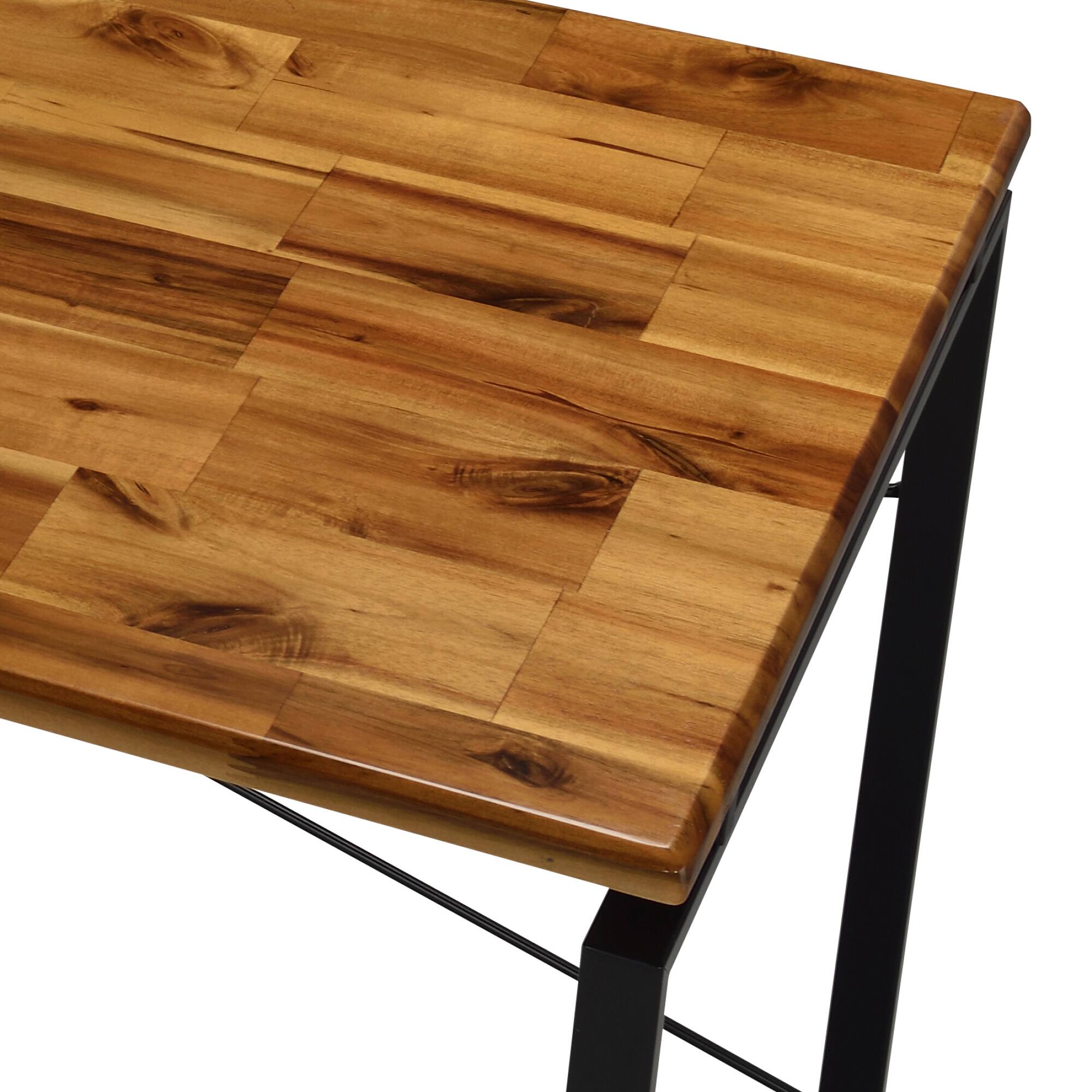 Left. GOODSILO - Industrial Style Writing Desk with Solid Wood Top and Metal Frame for Home Office Workspace - Black+Oak.