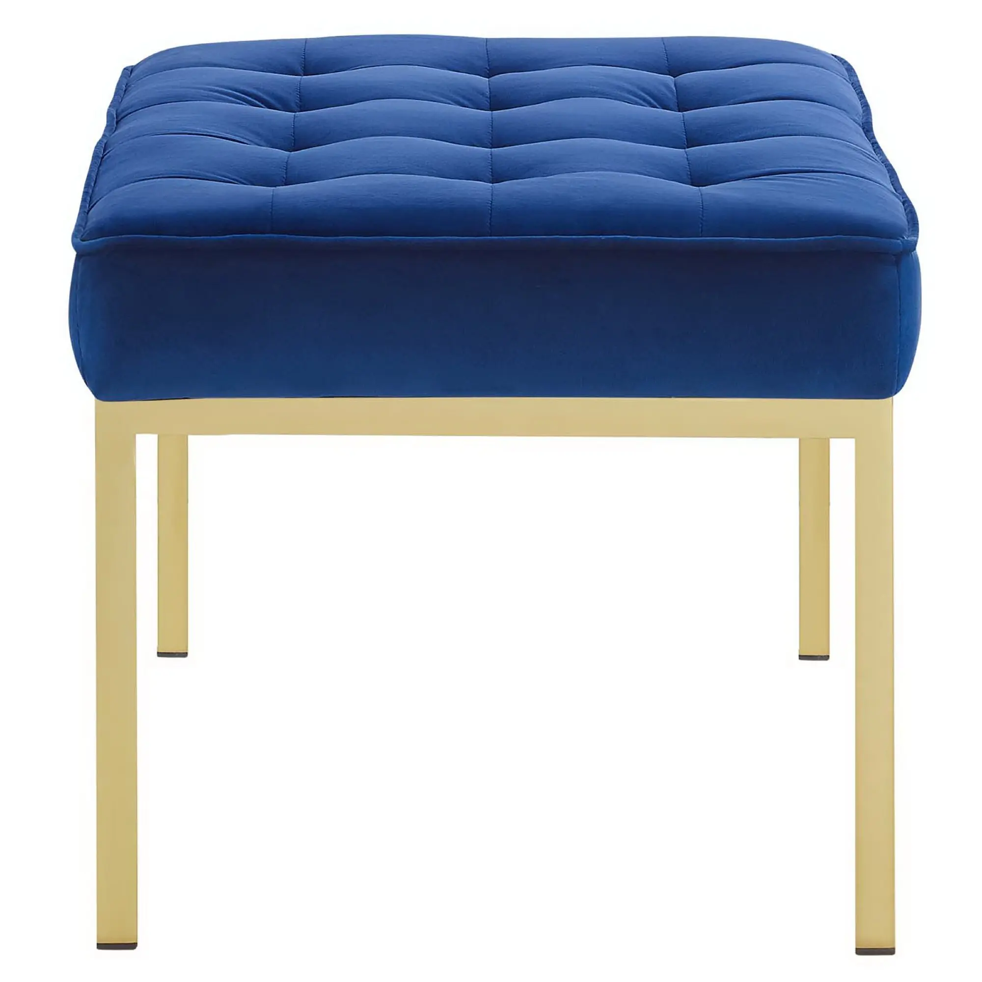 Back. Modway - Loft Gold Stainless Steel Leg Medium Performance Velvet Bench by Modway - Gold Navy.