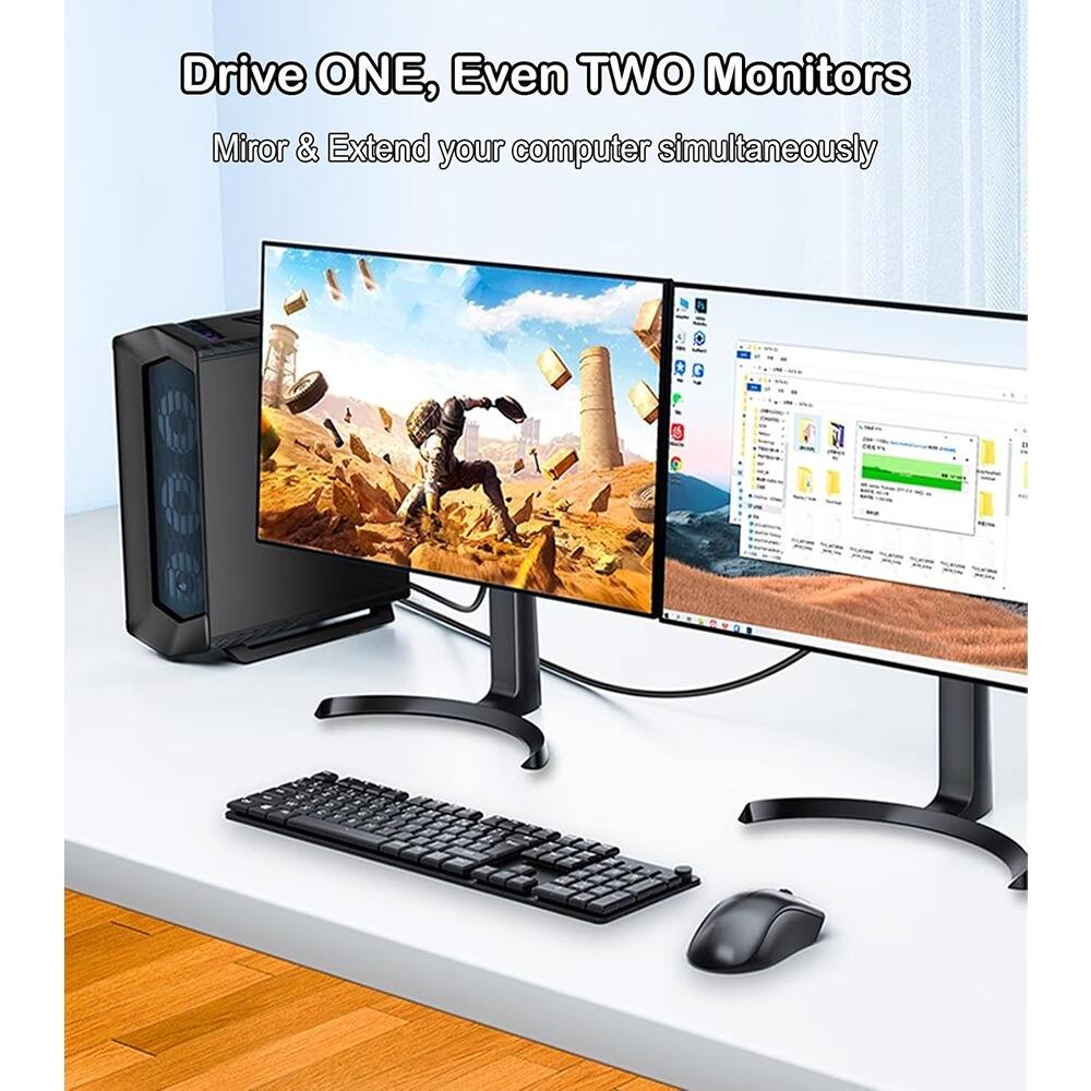 Drive ONE, Even TWO Monitors  
Mirror & Extend your computer simultaneously