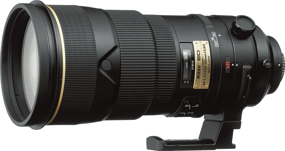 Angle View: Nikon - AF-S NIKKOR 300mm f/2.8G ED VR II Super Telephoto Lens for Select Cameras - Black