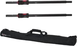 Gator Frameworks - ID Series Sub Poles w/ Carry Bag with Pair Of LiftEEZ Piston-Driven Adjustable Speaker Poles, 35mm & M20 Mount Adapters - Black