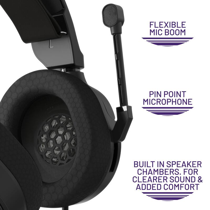 FLEXIBLE MIC BOOM

PIN POINT MICROPHONE

BUILT IN SPEAKER CHAMBERS. FOR CLEARER SOUND & ADDED COMFORT