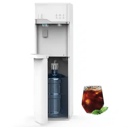 Front. Parrot Uncle - 3-in-1 Water Dispenser with Ice Maker Bottom,Self Cleaning Bottom Loading for 5 Gallon Water - White.