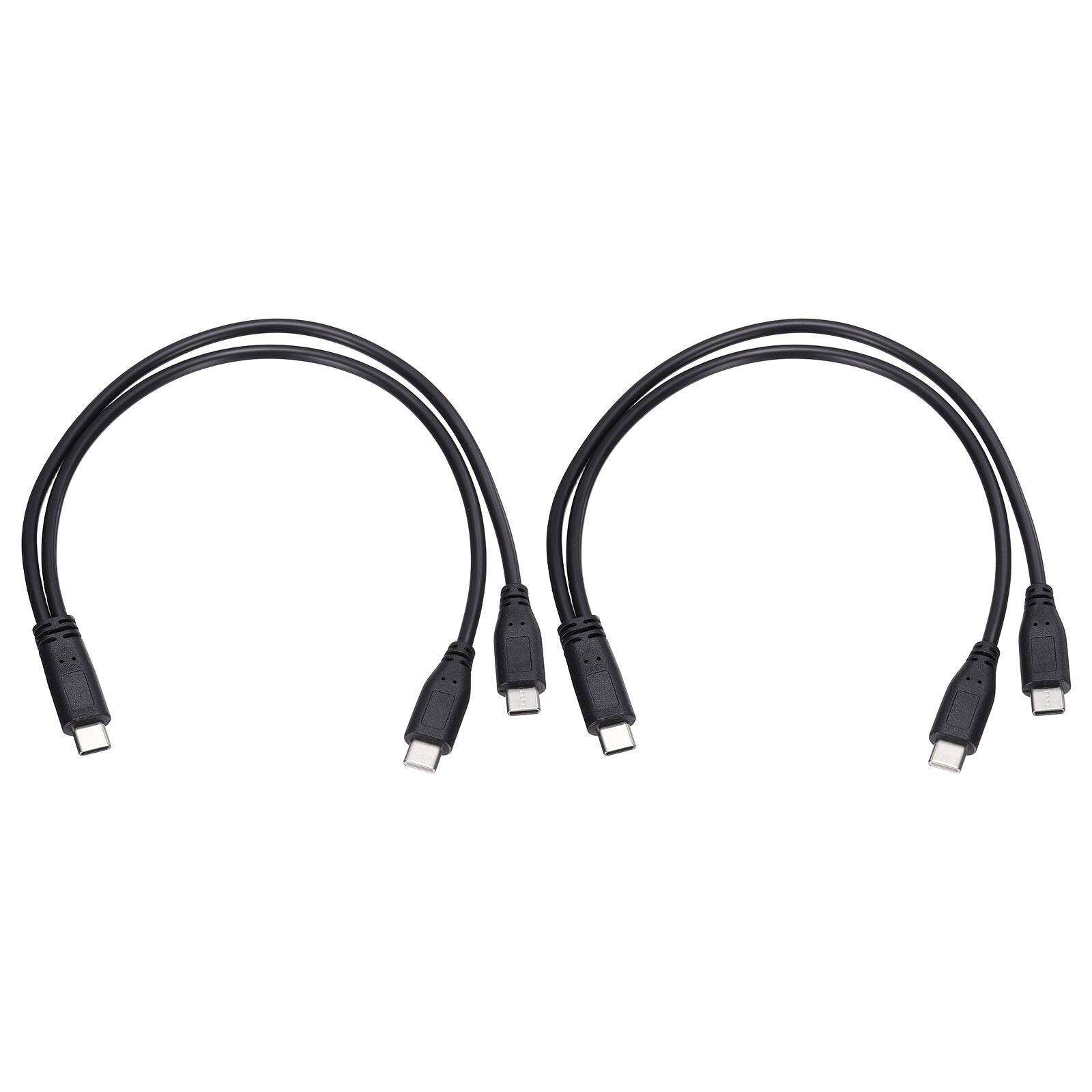 Front. Unique Bargains - 2pcs Type C 2.0 Male to Type C Male Data Cable PVC 5V 3A for Fast Charging - Black.