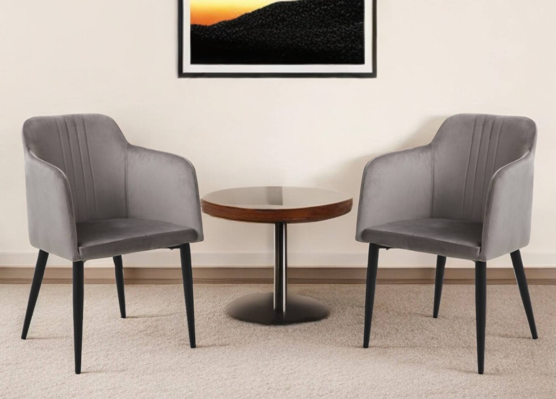 Angle. Hivvago - Hivvago Set of Two 23 Inch Velvet Arm Chair - Gray.