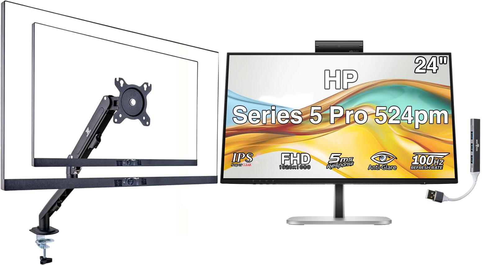24" HP Series 5 Pro 524pm IPS SuprCLEAR FHD 100Hz 1ms 1920x1080 Response Anti-Glare REFRESH RATE