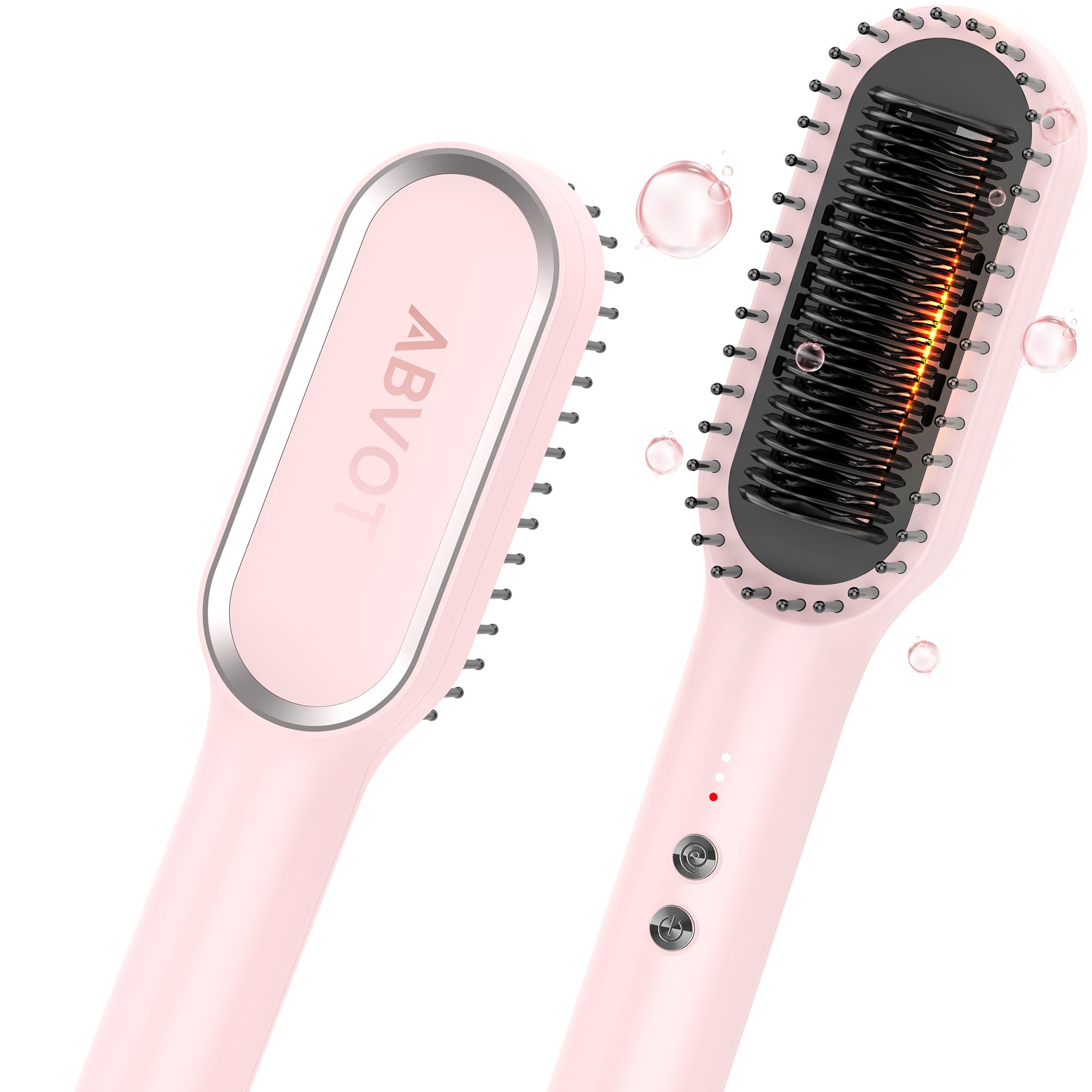 Front. The Best Inks - Hair Straightener Brush Hc13 Straightening With 3-mode Cool hot Air Comb Fast Heating Auto Shut Off - Light Pink.