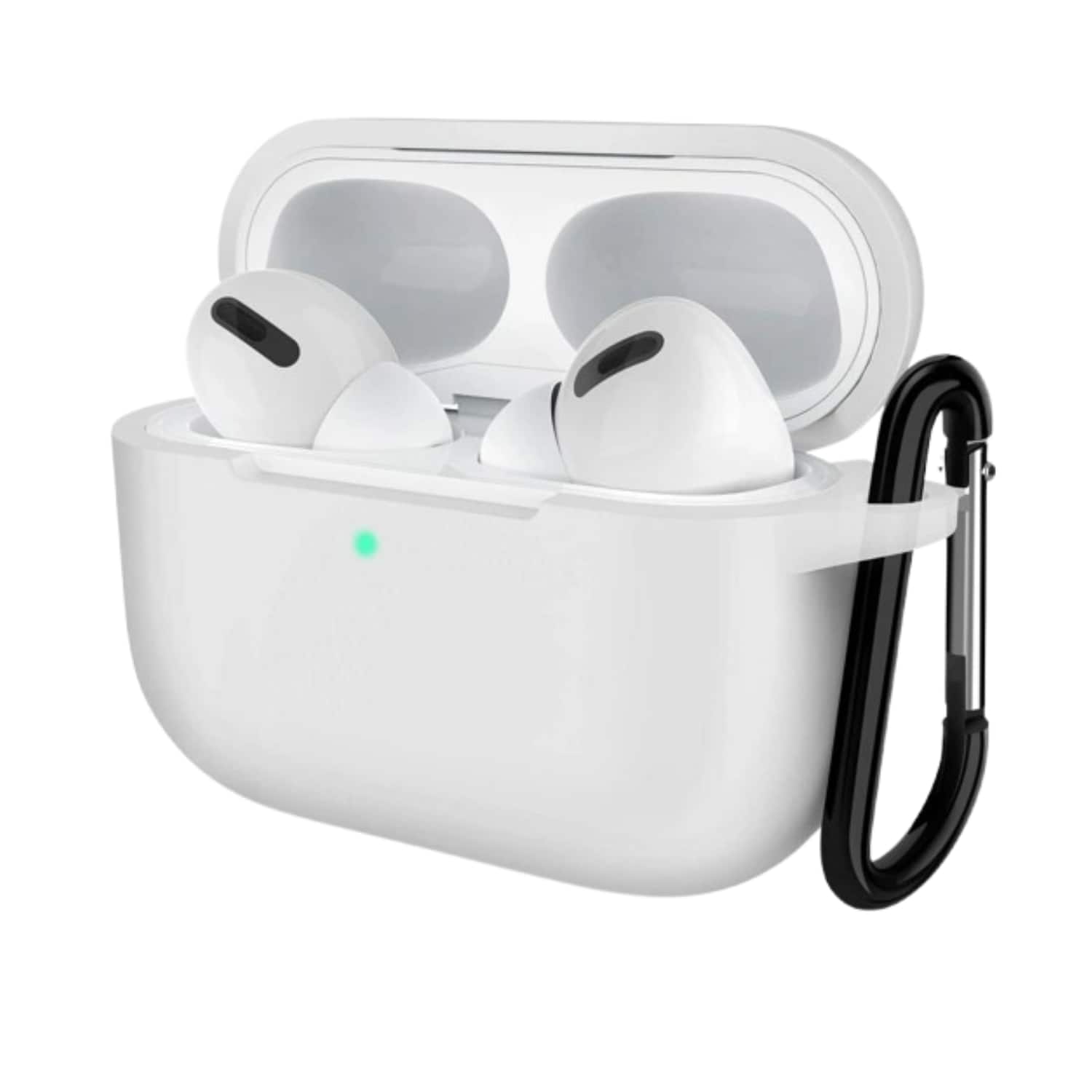 Front. Stock Preferred - Silicone Protective Case Shockproof Cover for AirPods Pro with Keychain White - White.