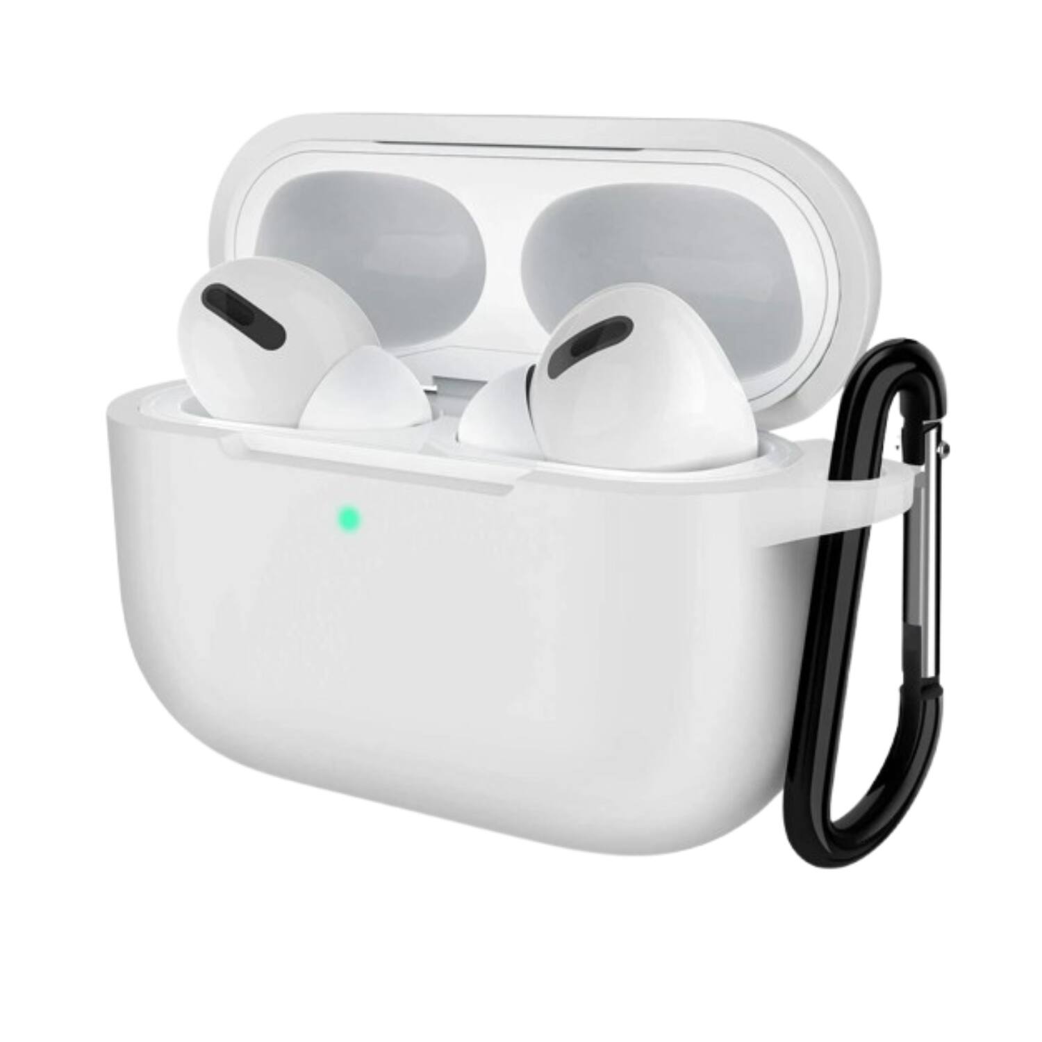 Stock Preferred - Silicone Protective Case Shockproof Cover for AirPods Pro with Keychain - White