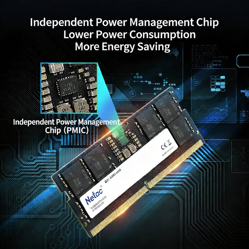 Independent Power Management Chip  
Lower Power Consumption  
More Energy Saving  

Independent Power Management Chip (PMIC)  

Netac  
DORS-480